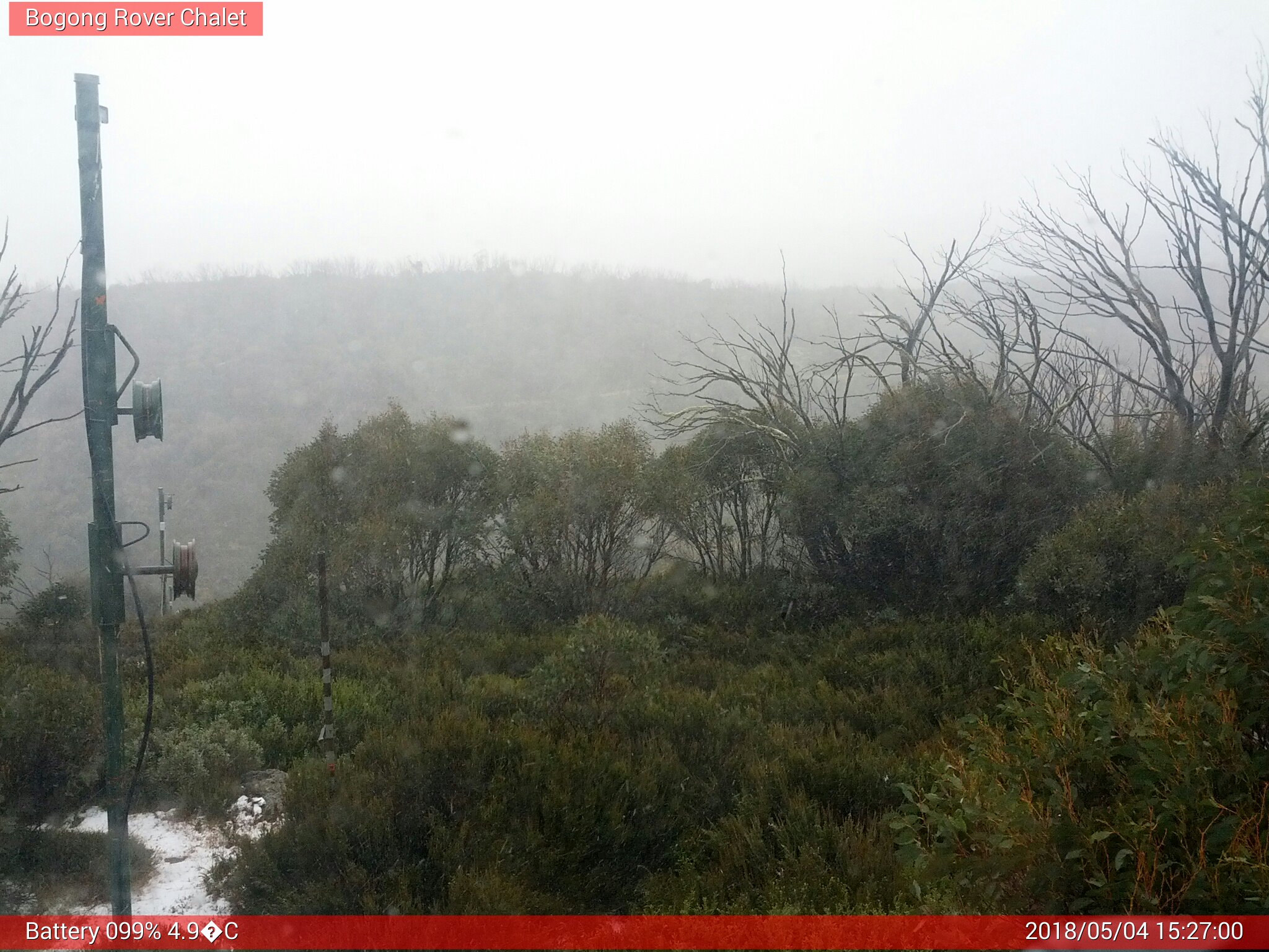 Bogong Web Cam 3:26pm Friday 4th of May 2018