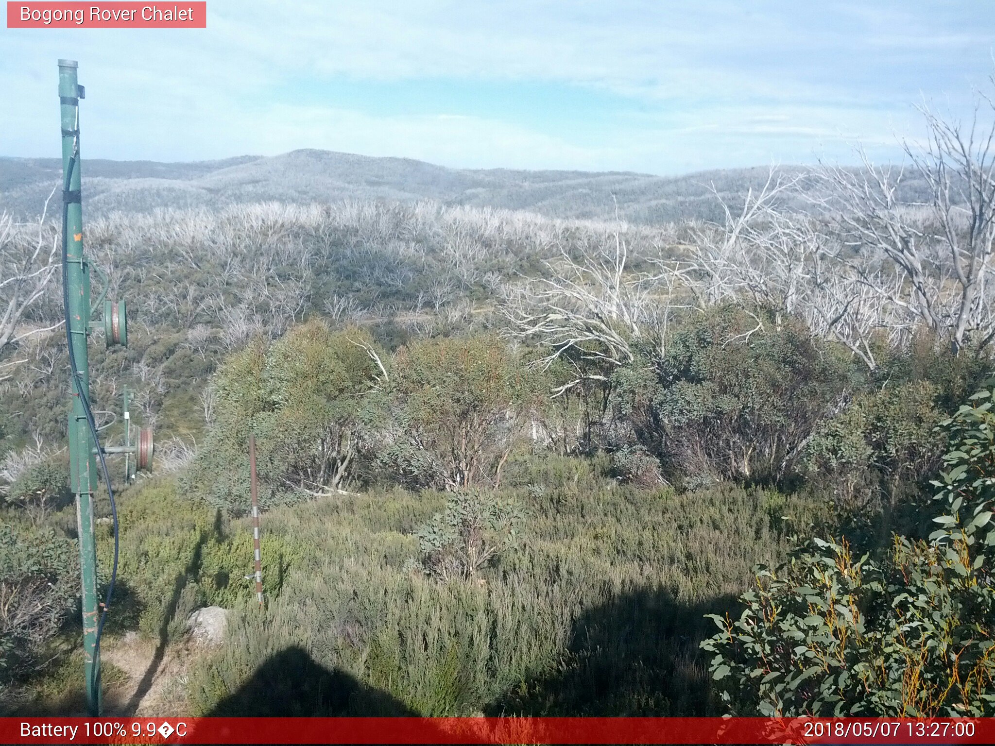 Bogong Web Cam 1:27pm Monday 7th of May 2018