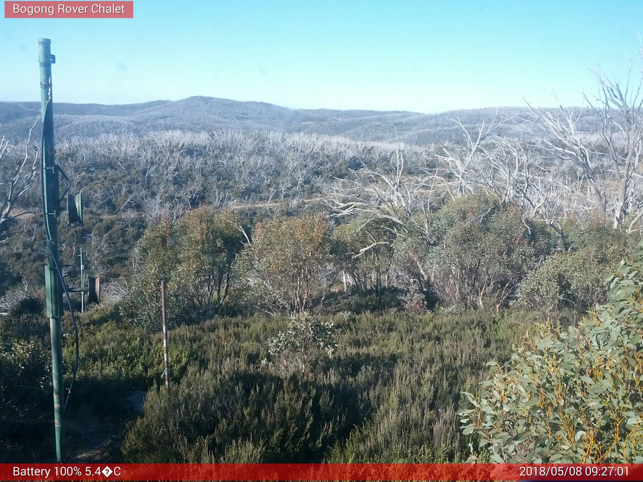 Bogong Web Cam 9:27am Tuesday 8th of May 2018