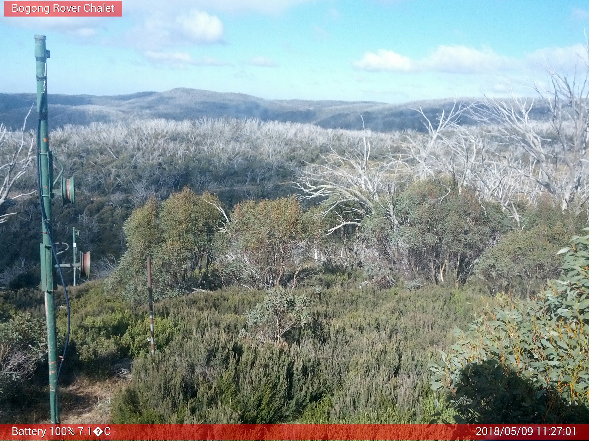 Bogong Web Cam 11:27am Wednesday 9th of May 2018