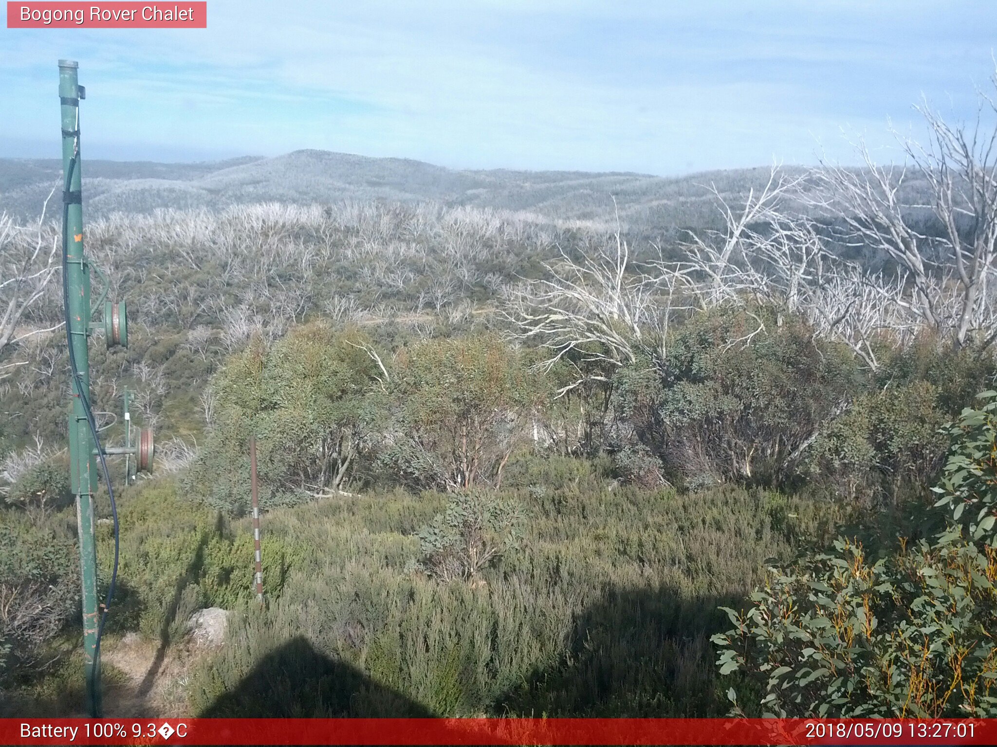 Bogong Web Cam 1:27pm Wednesday 9th of May 2018