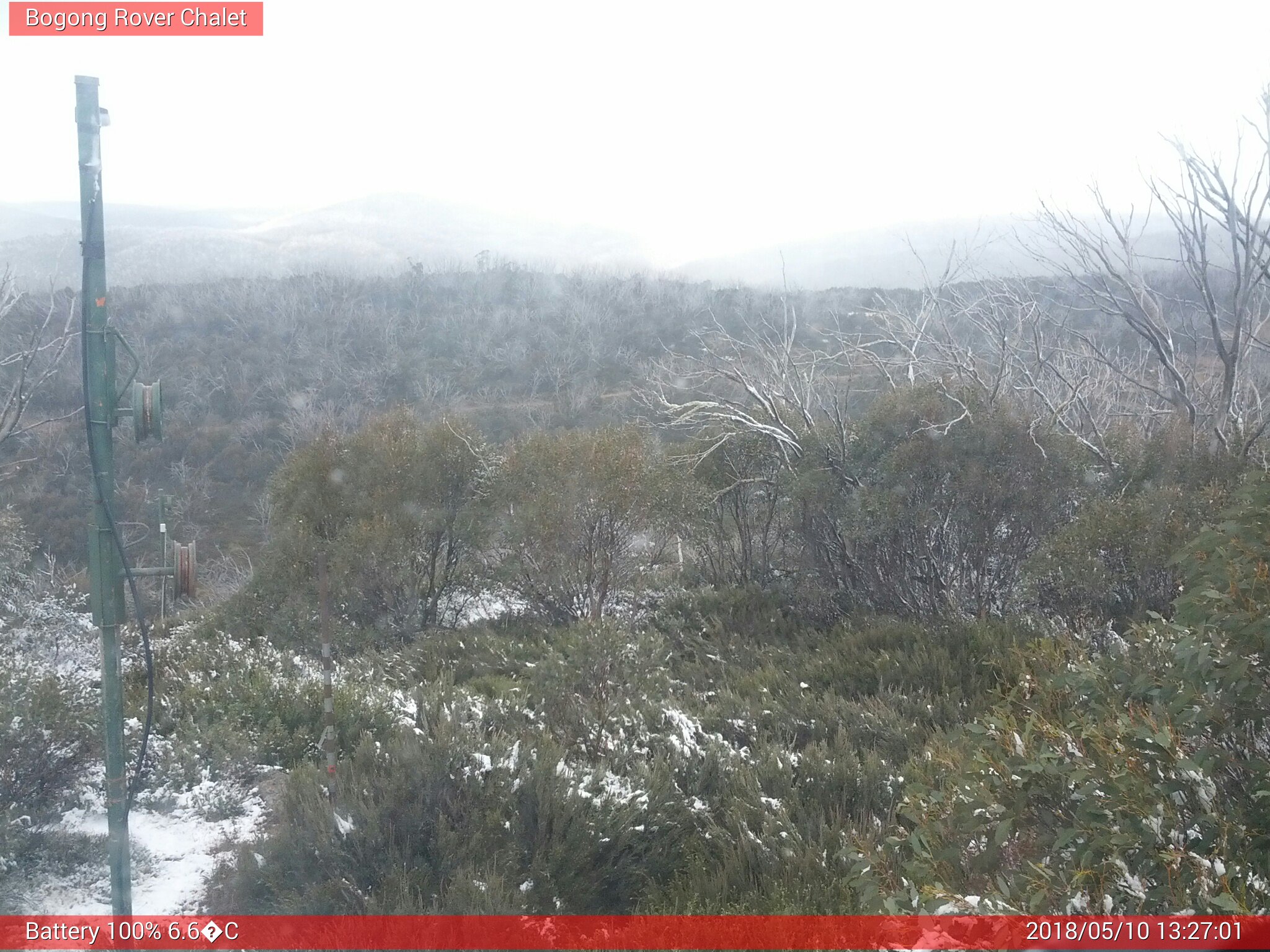 Bogong Web Cam 1:27pm Thursday 10th of May 2018