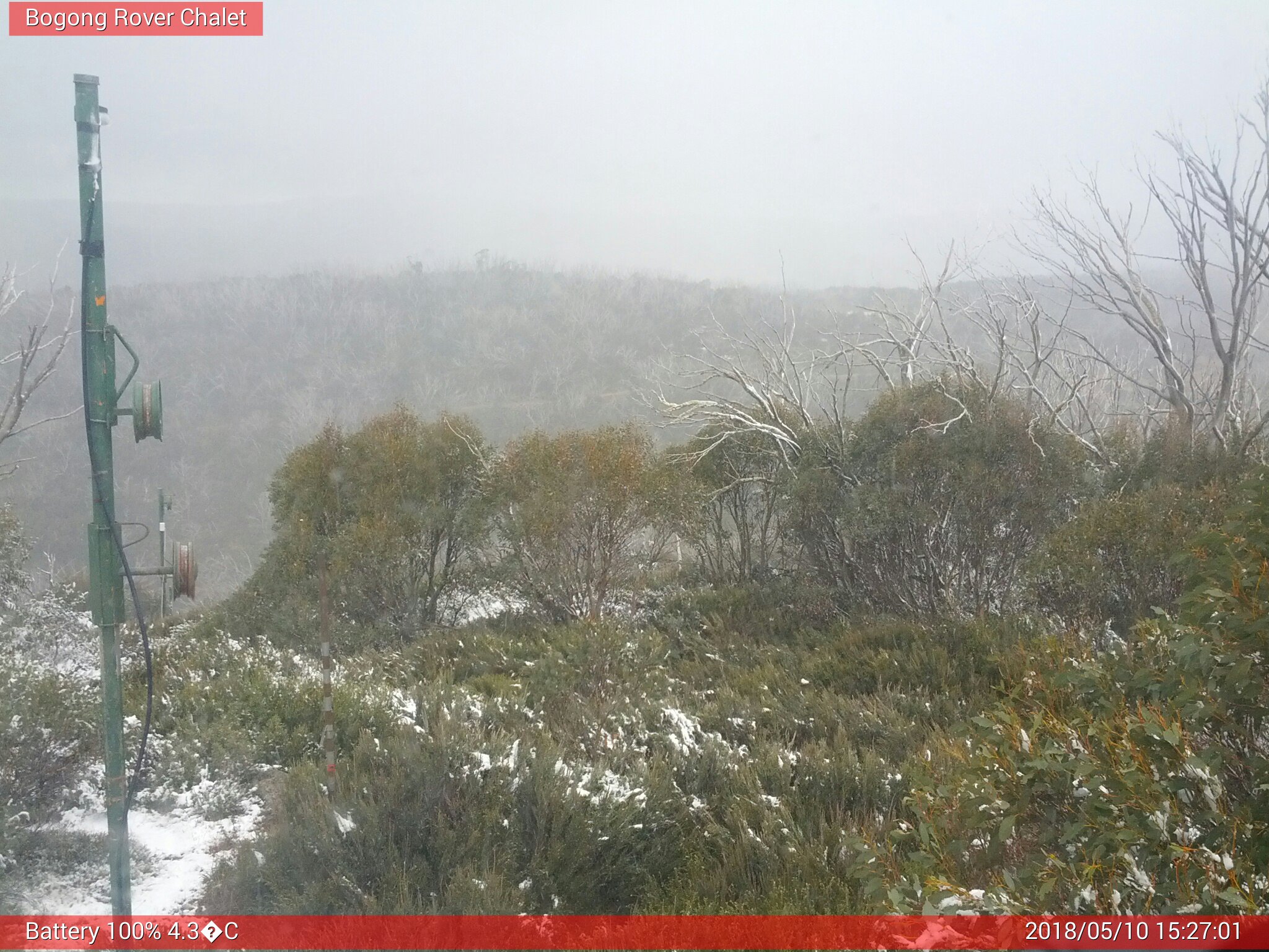 Bogong Web Cam 3:27pm Thursday 10th of May 2018