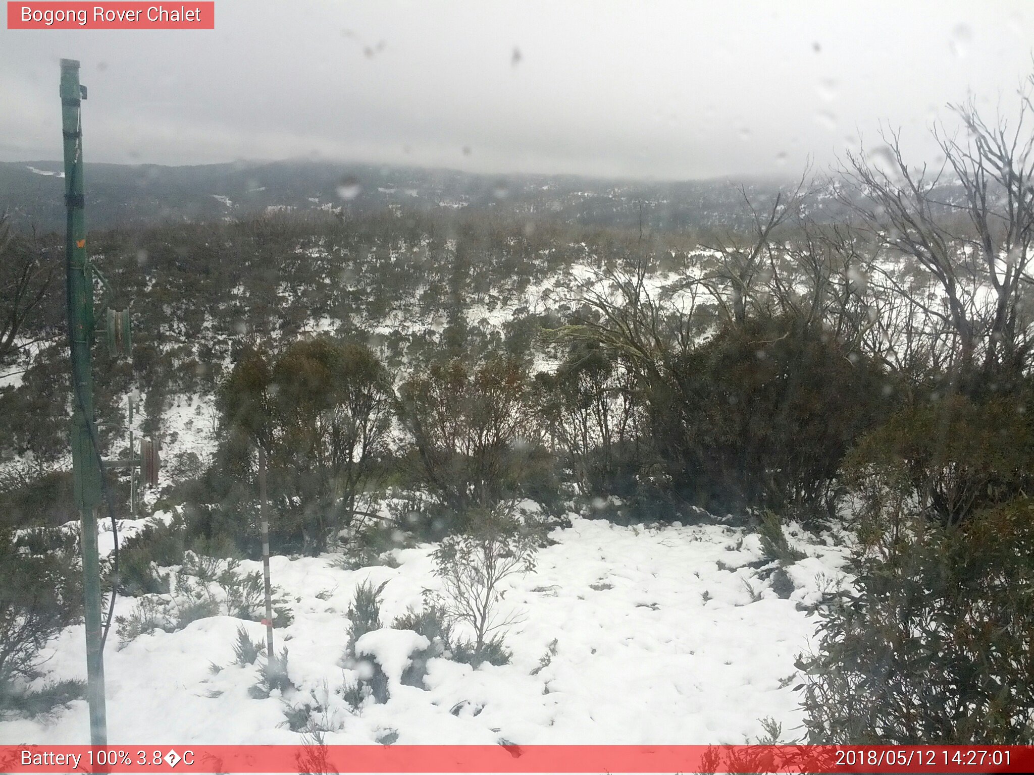 Bogong Web Cam 2:27pm Saturday 12th of May 2018