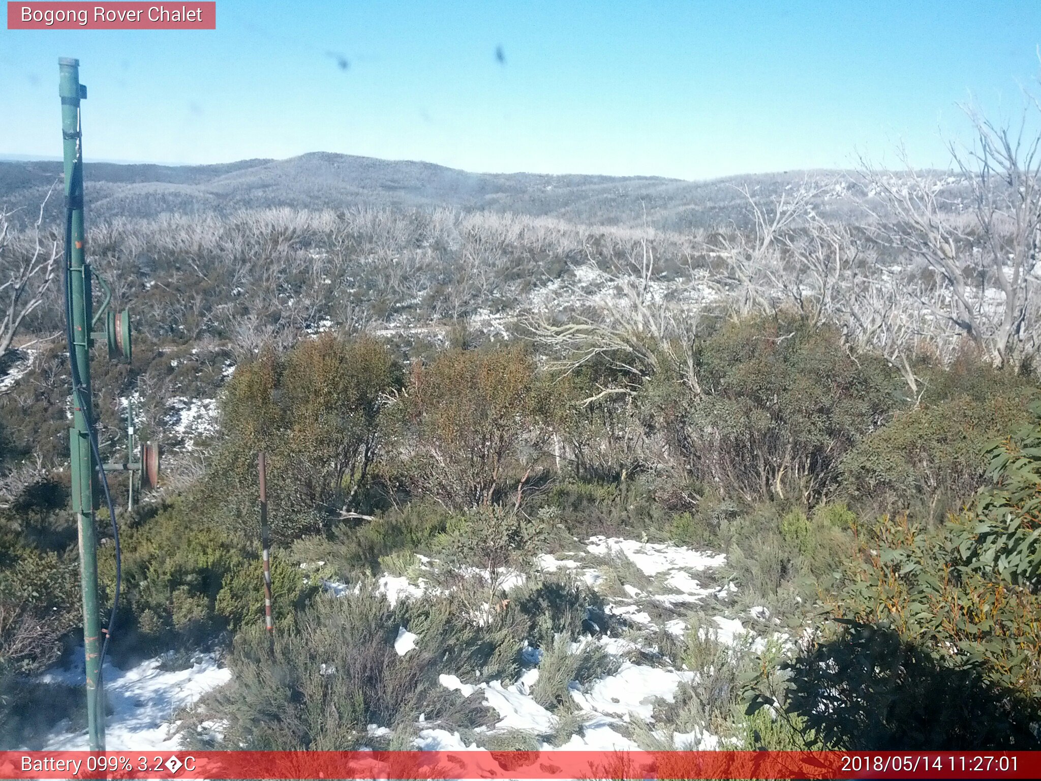 Bogong Web Cam 11:27am Monday 14th of May 2018