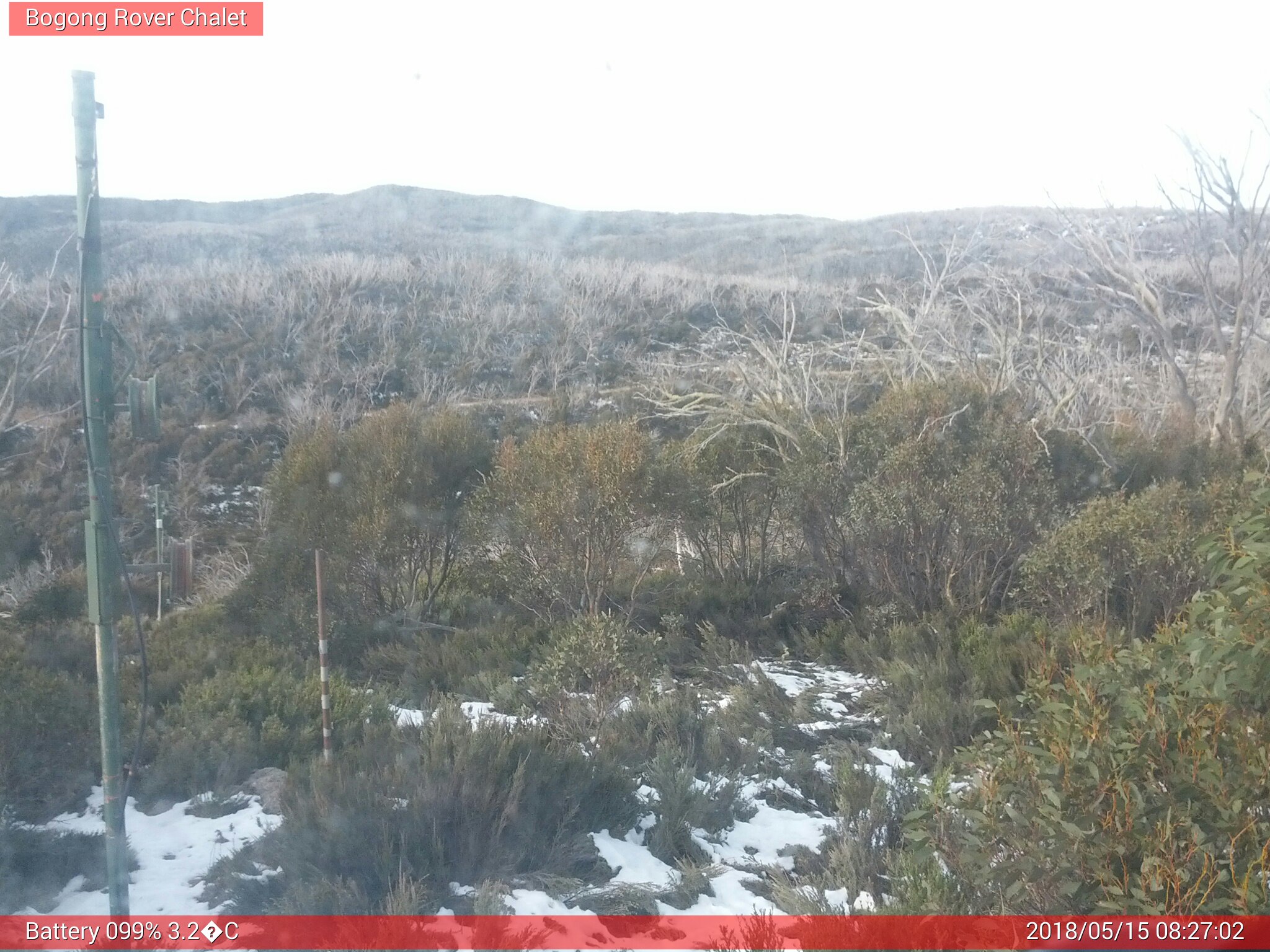 Bogong Web Cam 8:27am Tuesday 15th of May 2018