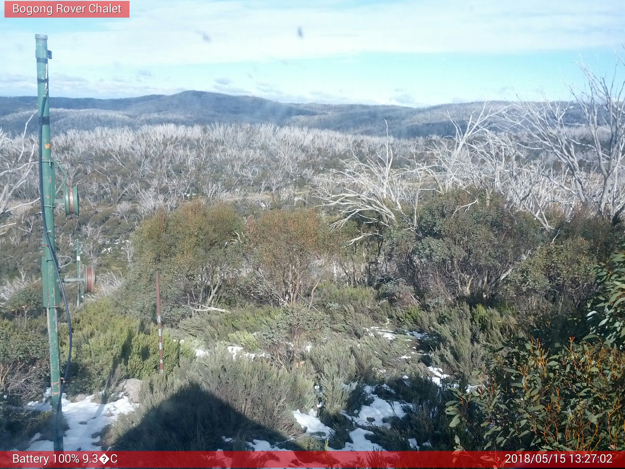 Bogong Web Cam 1:27pm Tuesday 15th of May 2018