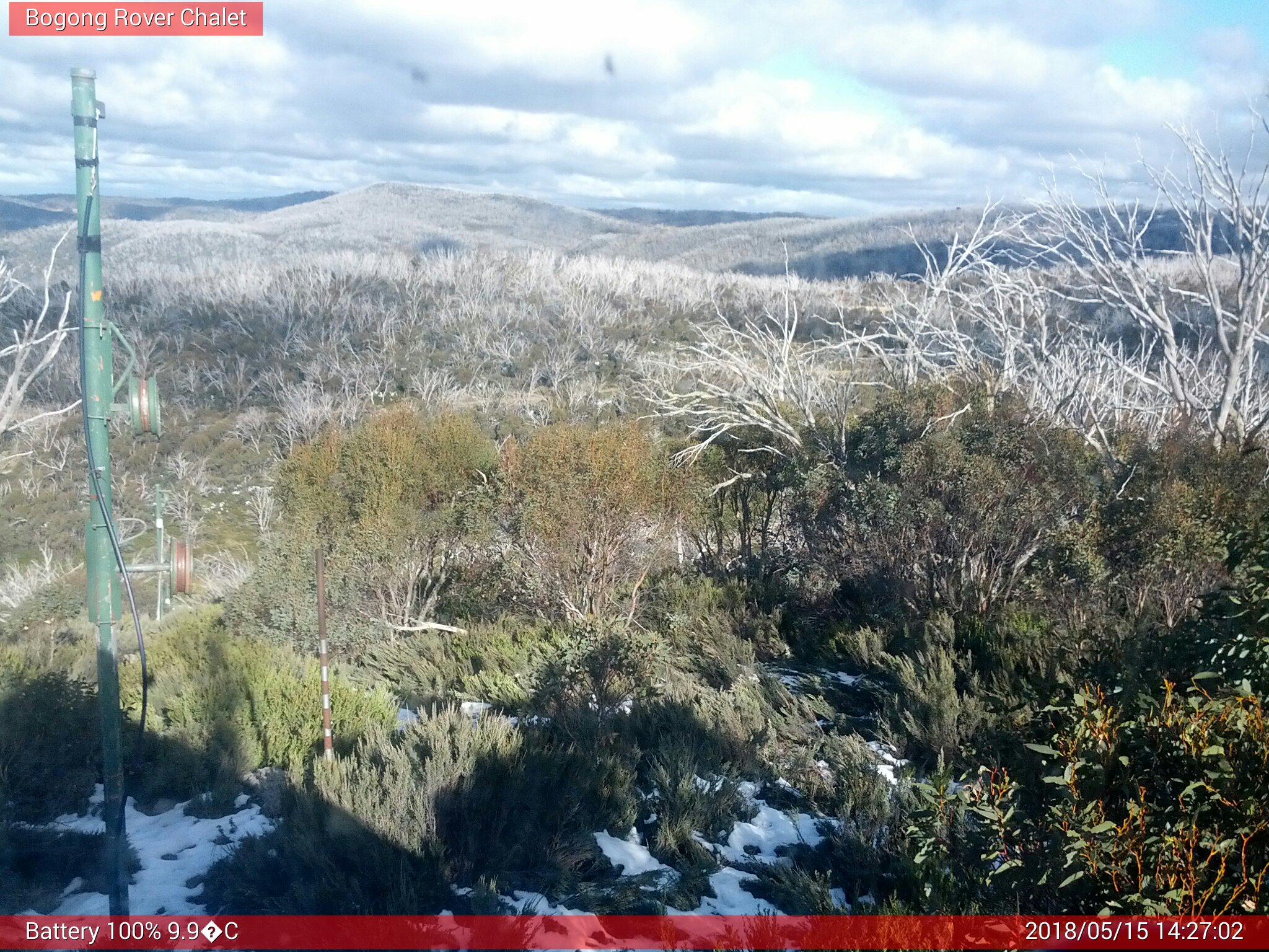 Bogong Web Cam 2:27pm Tuesday 15th of May 2018