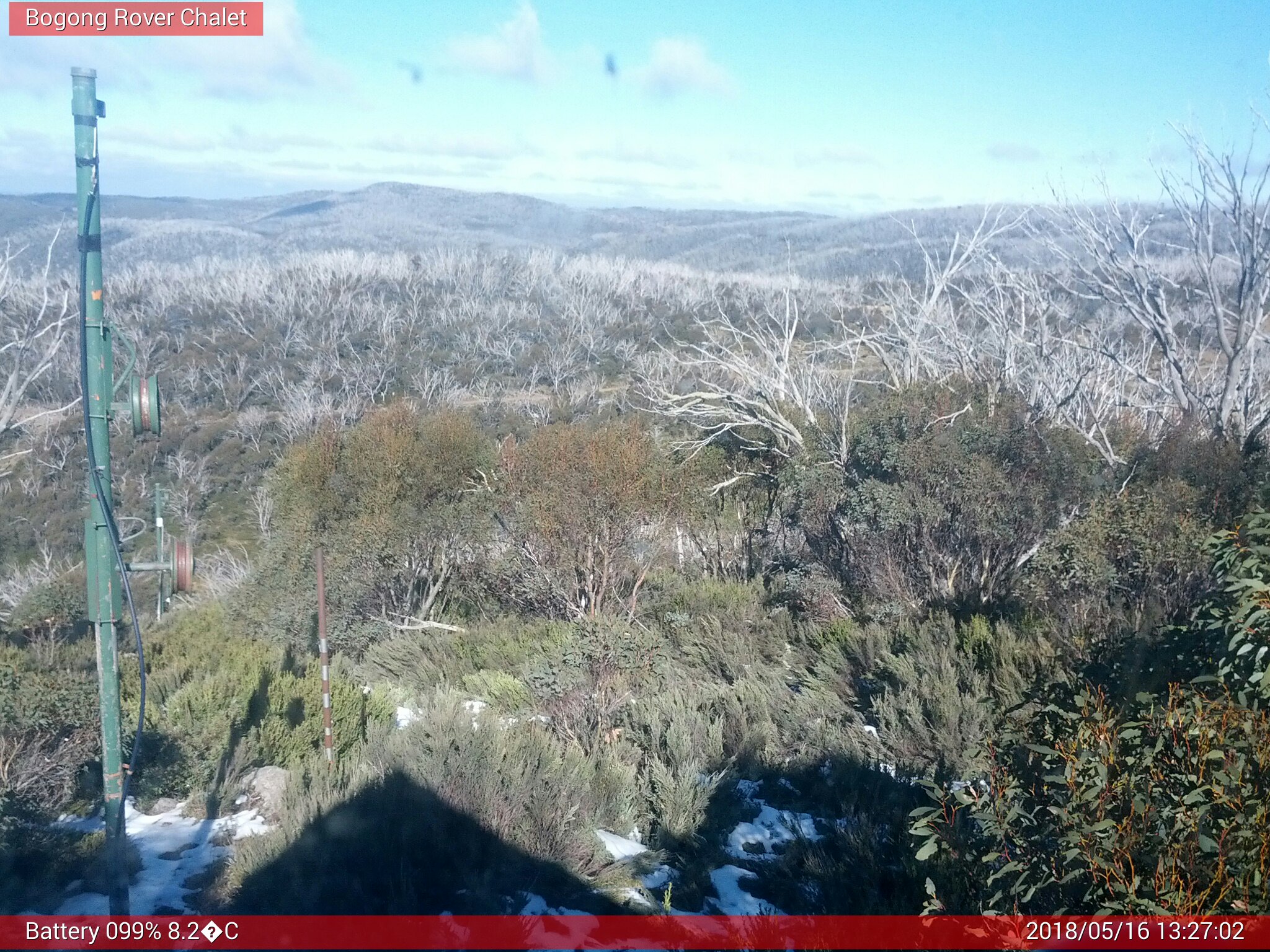 Bogong Web Cam 1:27pm Wednesday 16th of May 2018