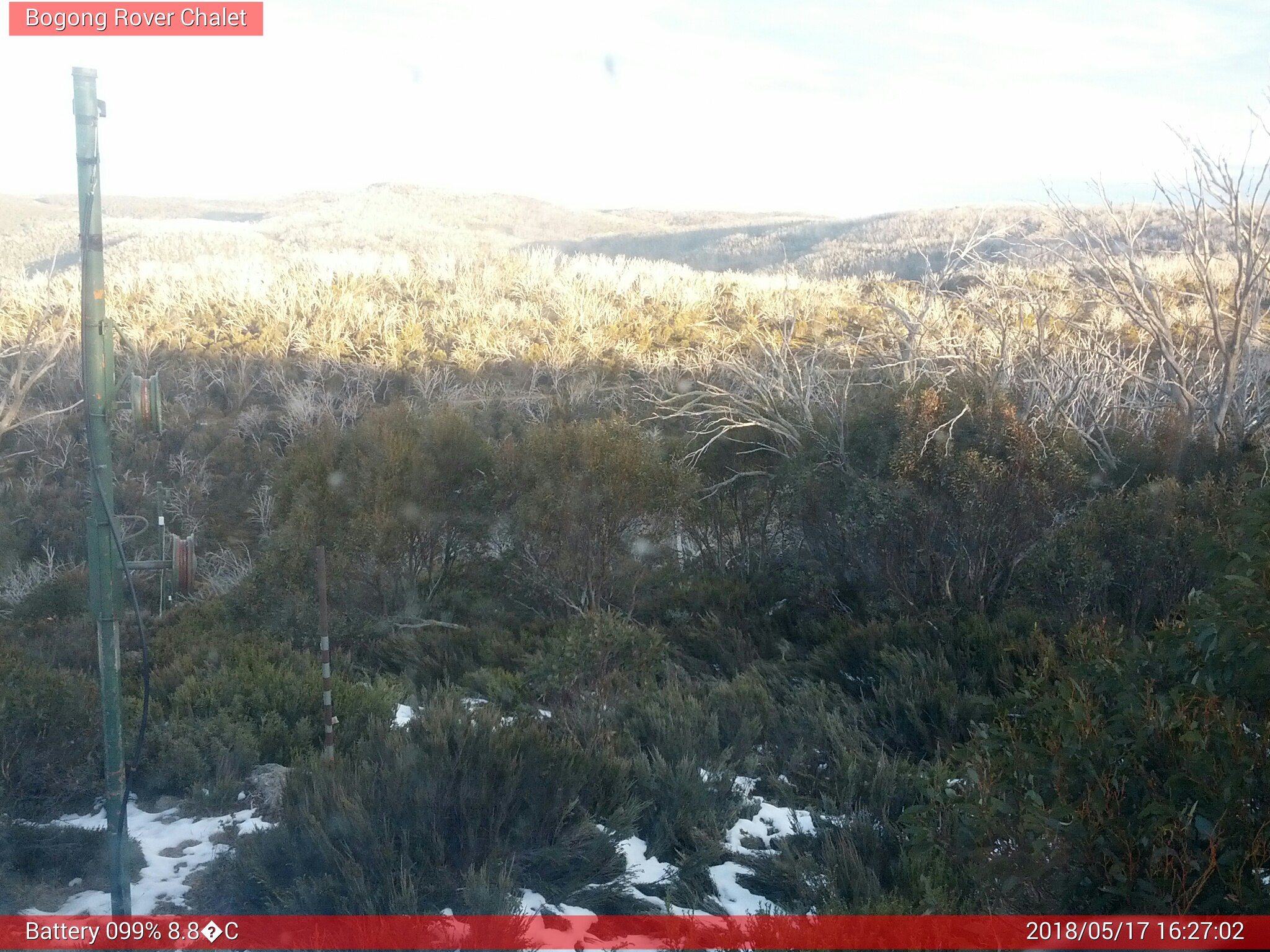 Bogong Web Cam 4:27pm Thursday 17th of May 2018