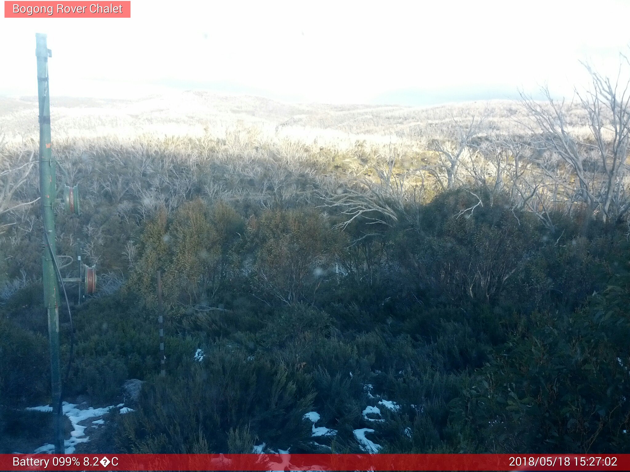 Bogong Web Cam 3:27pm Friday 18th of May 2018