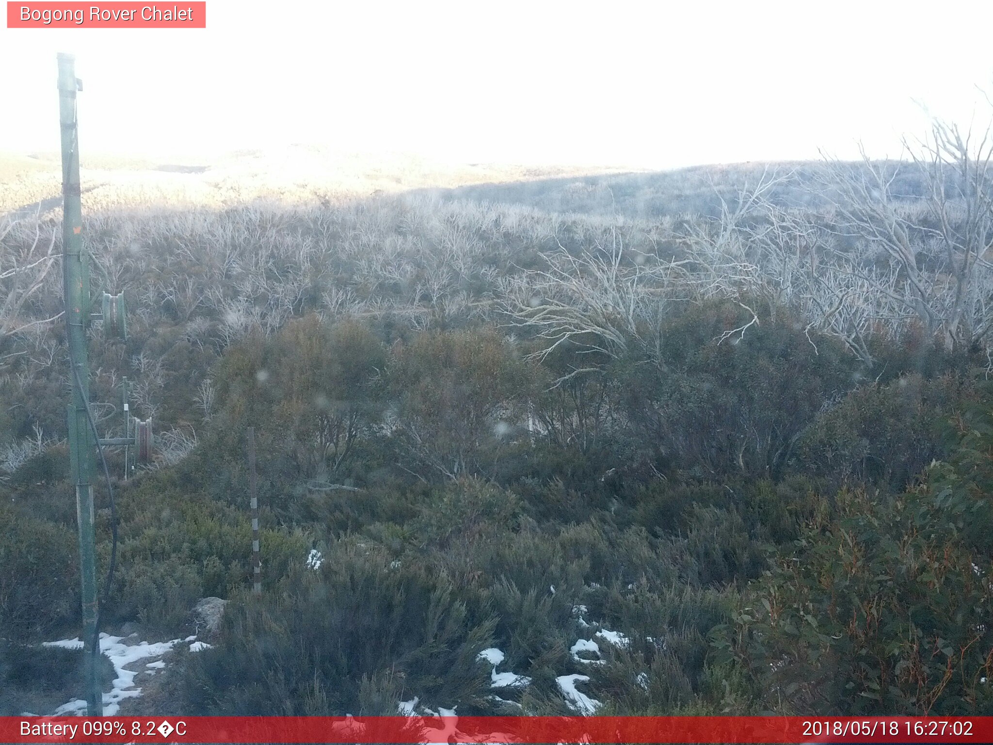 Bogong Web Cam 4:27pm Friday 18th of May 2018