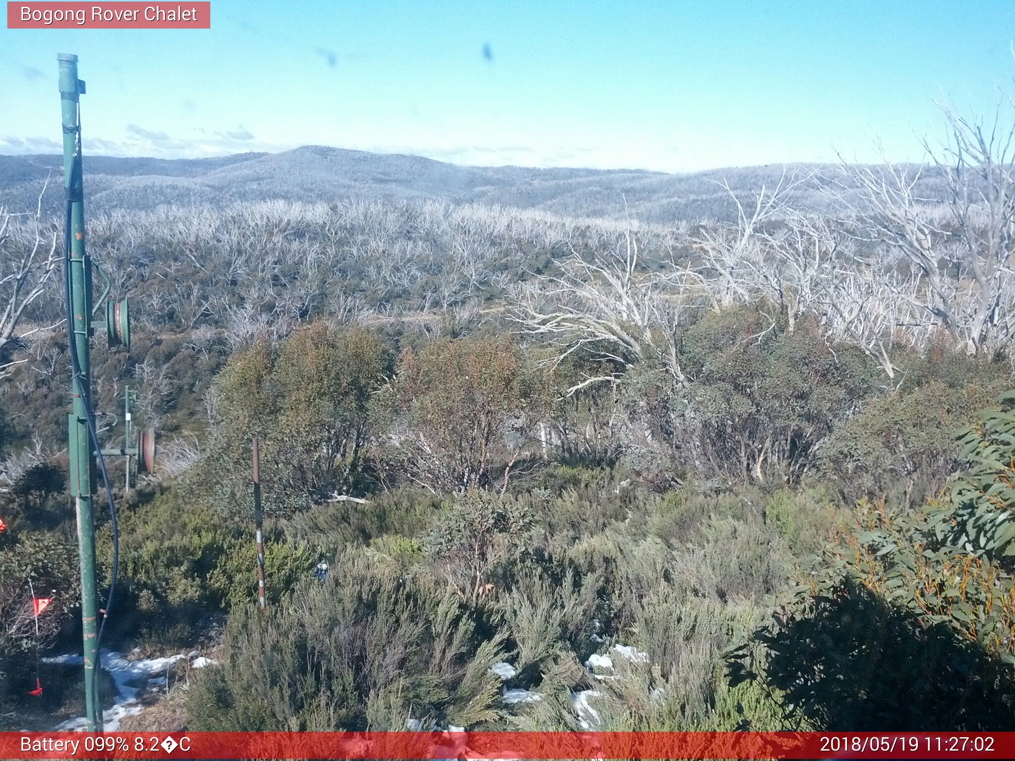 Bogong Web Cam 11:27am Saturday 19th of May 2018