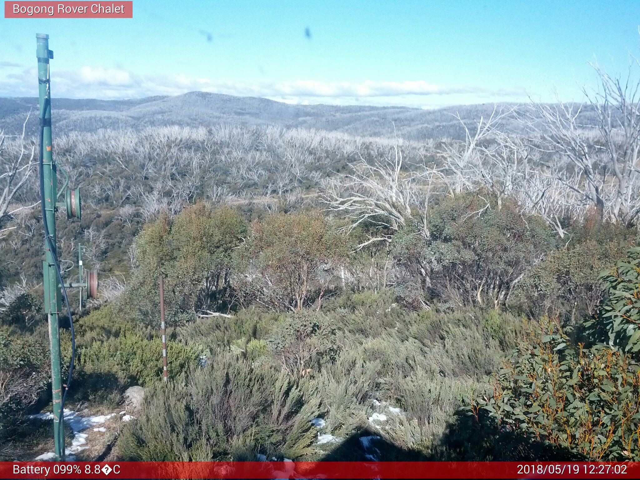 Bogong Web Cam 12:27pm Saturday 19th of May 2018