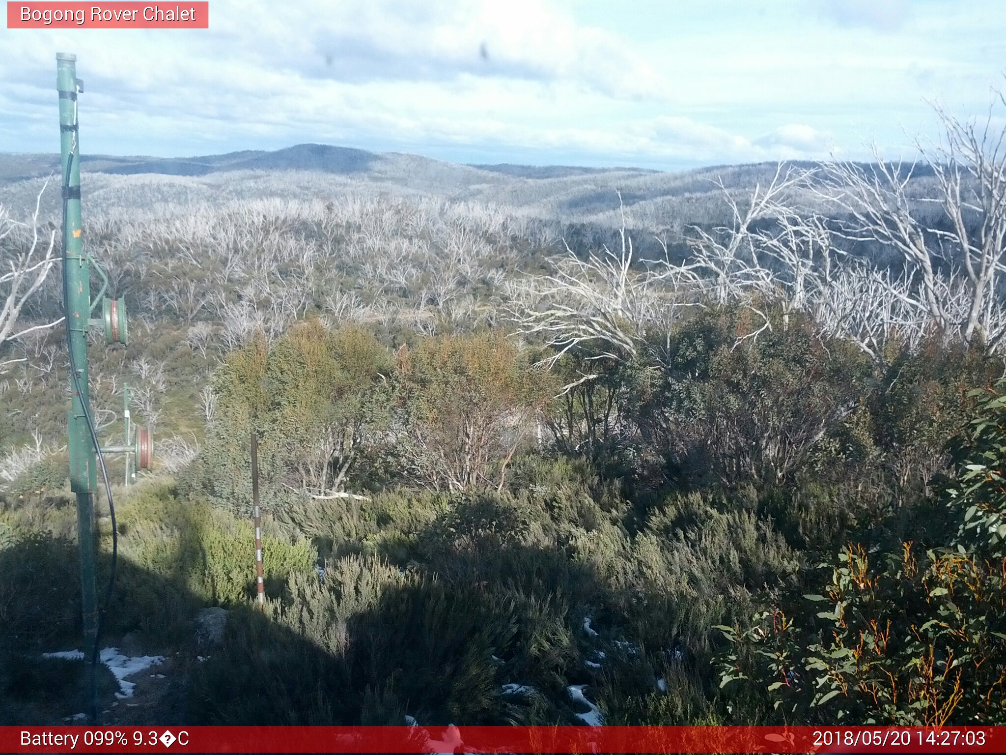 Bogong Web Cam 2:27pm Sunday 20th of May 2018