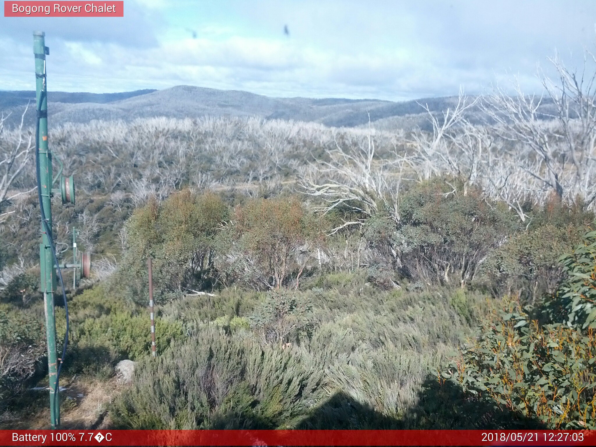 Bogong Web Cam 12:27pm Monday 21st of May 2018