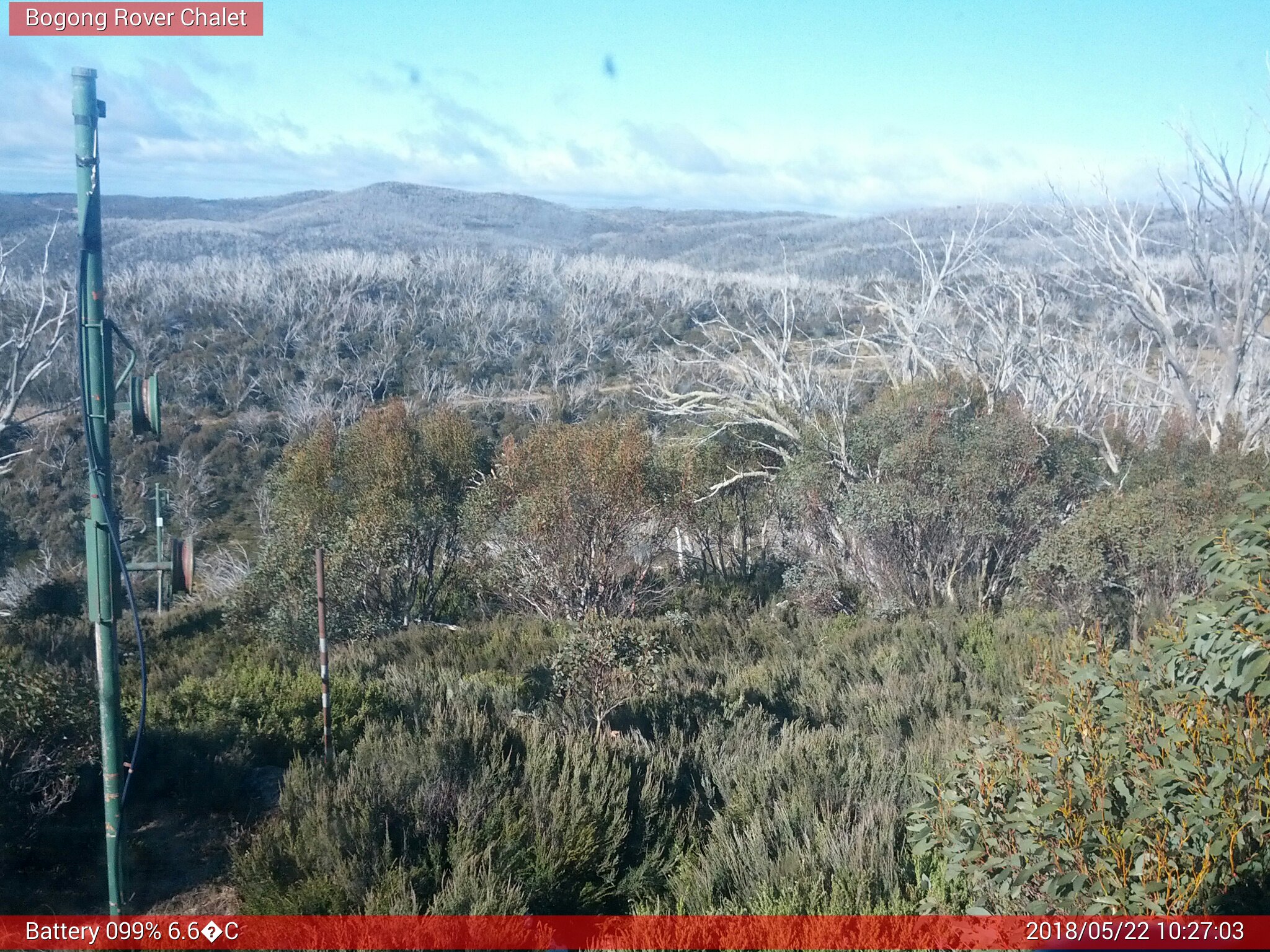 Bogong Web Cam 10:27am Tuesday 22nd of May 2018