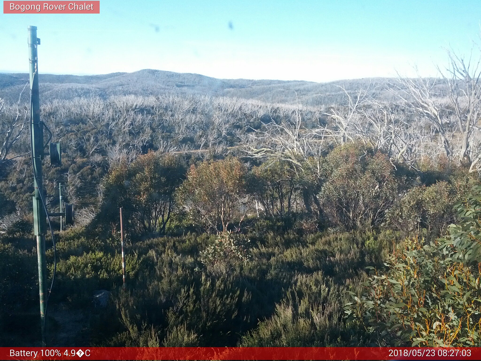 Bogong Web Cam 8:27am Wednesday 23rd of May 2018