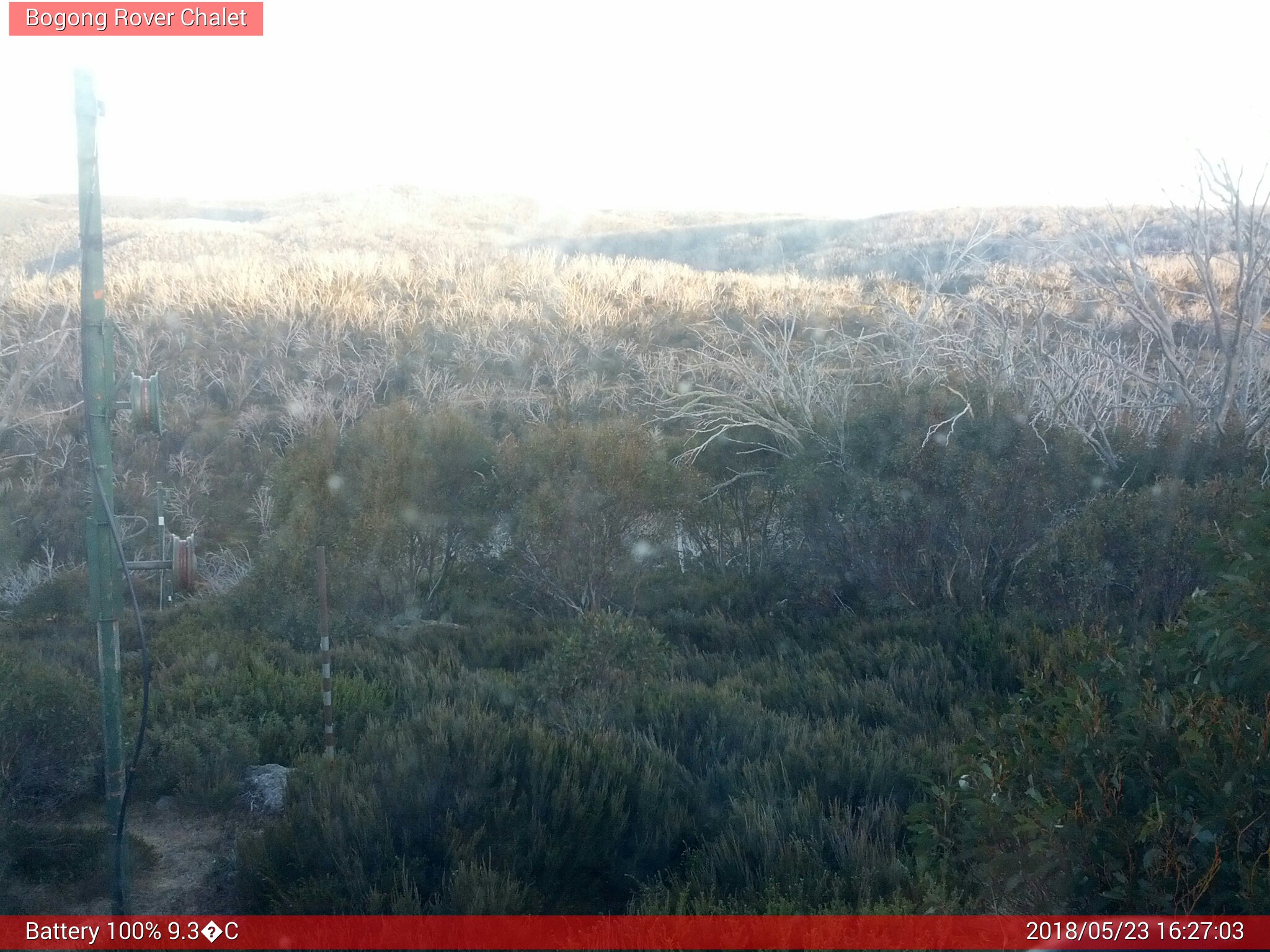 Bogong Web Cam 4:27pm Wednesday 23rd of May 2018