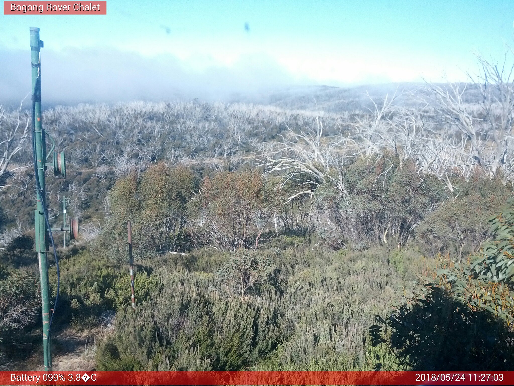 Bogong Web Cam 11:27am Thursday 24th of May 2018