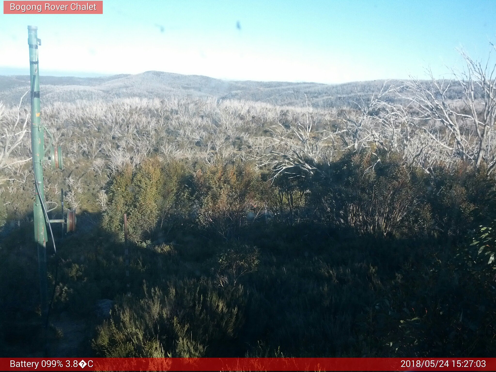 Bogong Web Cam 3:27pm Thursday 24th of May 2018