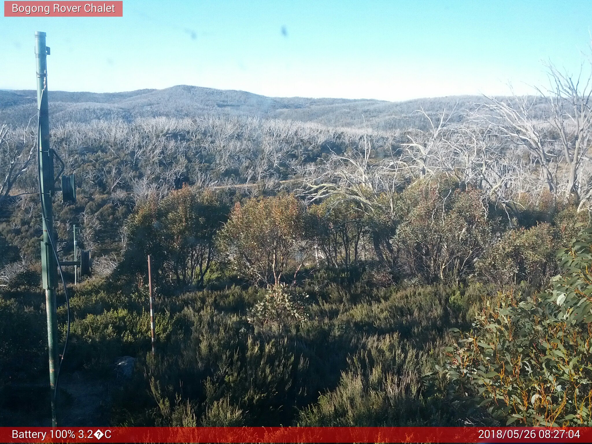 Bogong Web Cam 8:27am Saturday 26th of May 2018