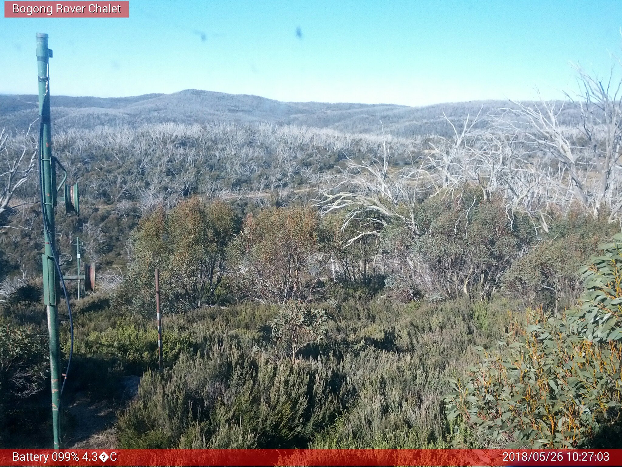 Bogong Web Cam 10:27am Saturday 26th of May 2018