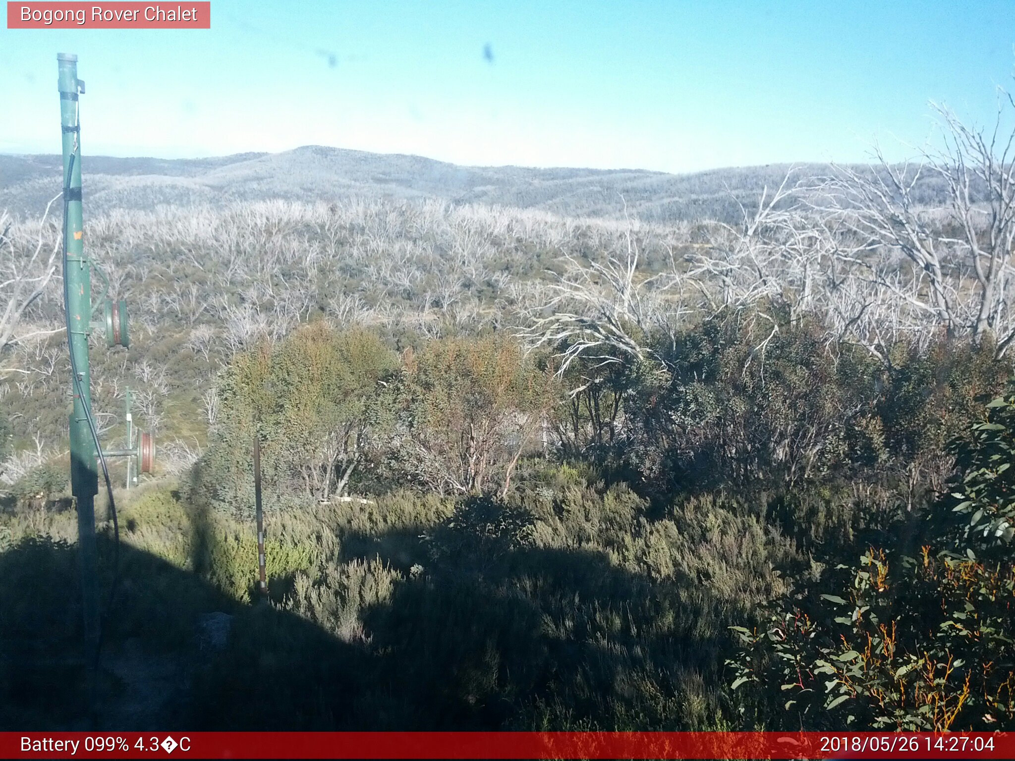 Bogong Web Cam 2:27pm Saturday 26th of May 2018