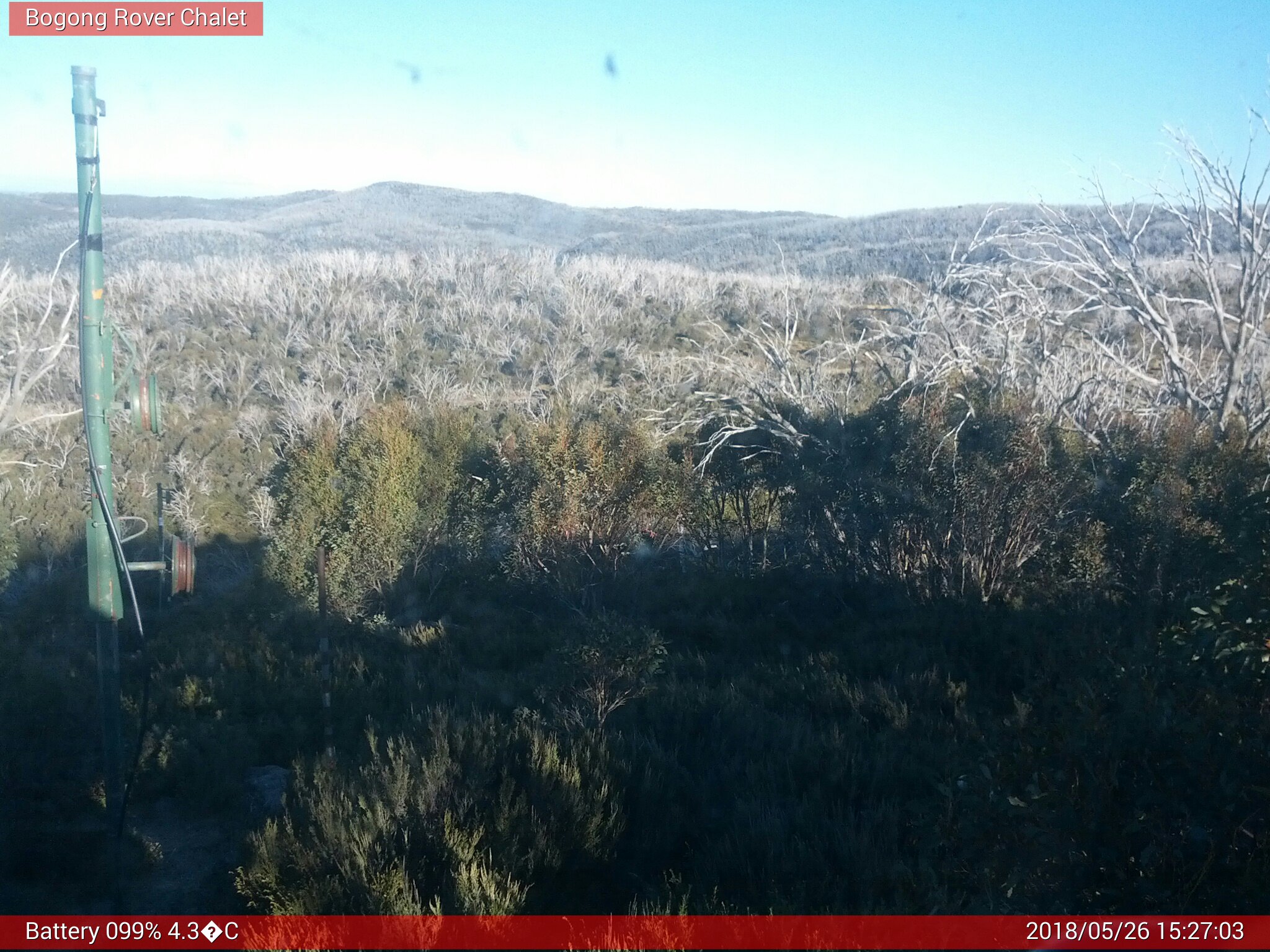 Bogong Web Cam 3:27pm Saturday 26th of May 2018