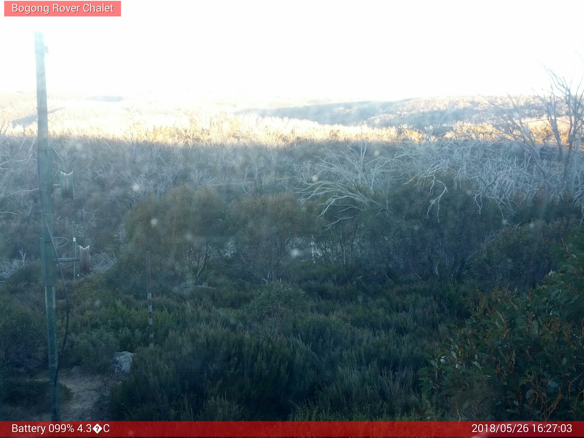 Bogong Web Cam 4:27pm Saturday 26th of May 2018