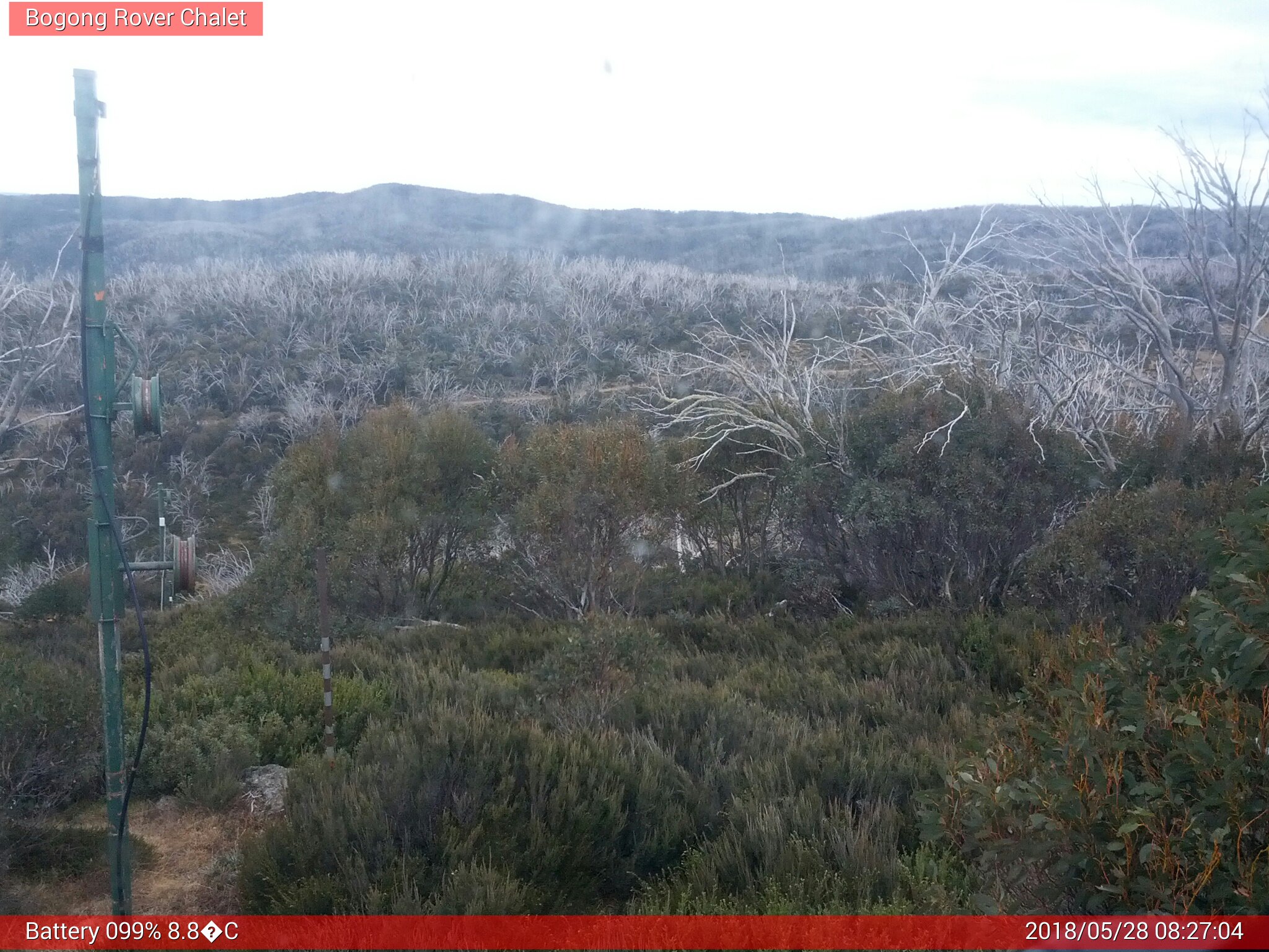 Bogong Web Cam 8:27am Monday 28th of May 2018