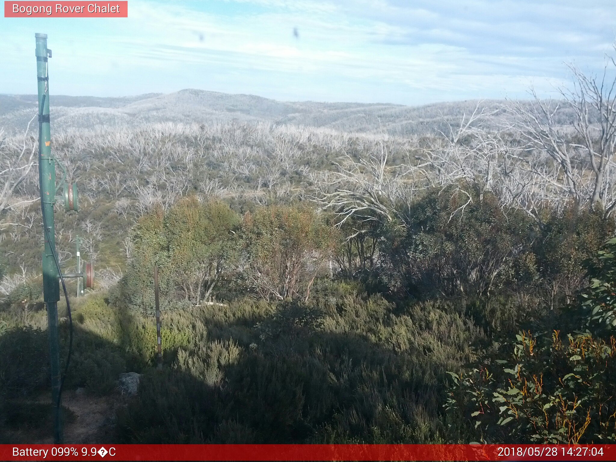 Bogong Web Cam 2:27pm Monday 28th of May 2018