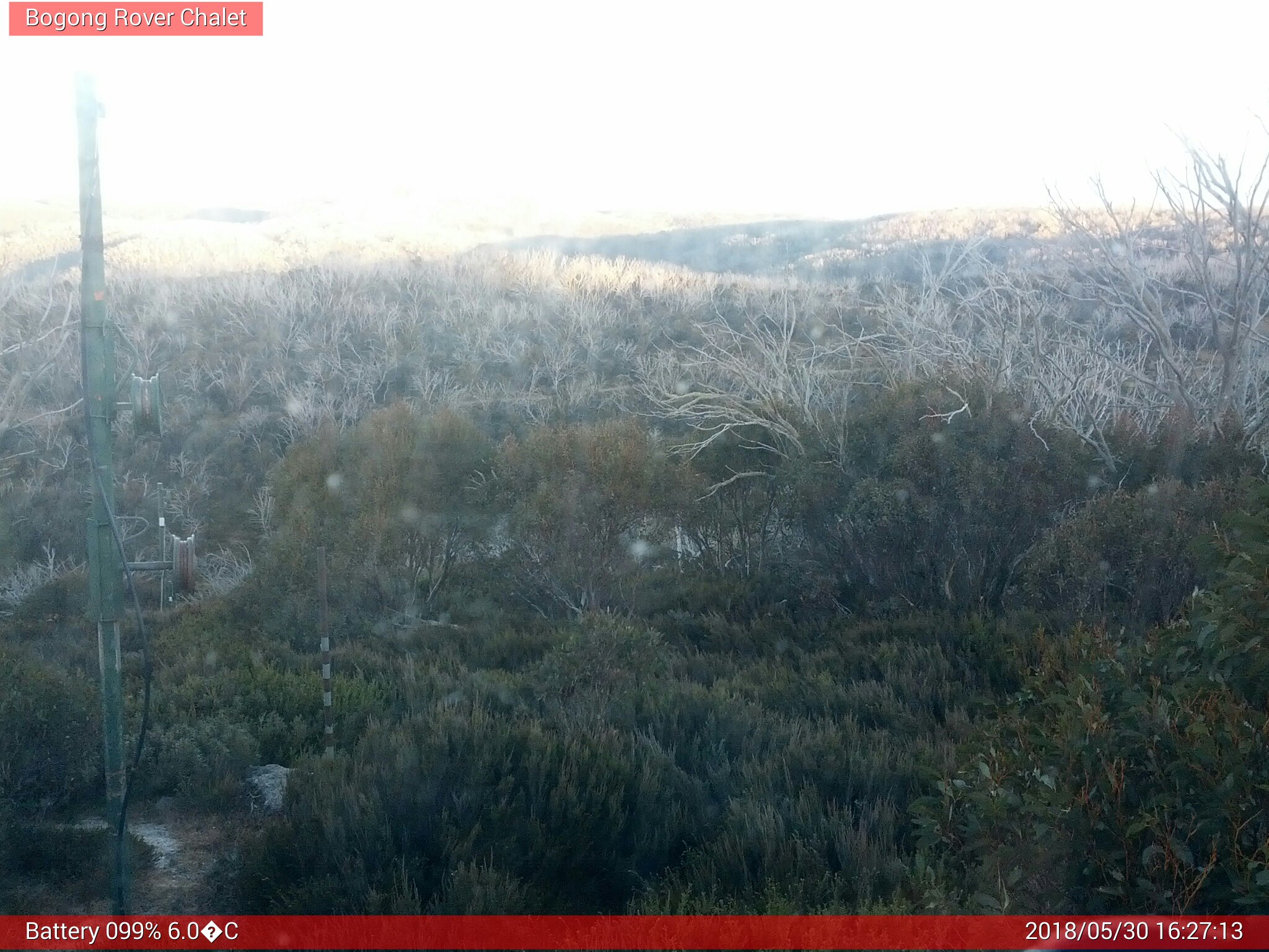 Bogong Web Cam 4:27pm Wednesday 30th of May 2018