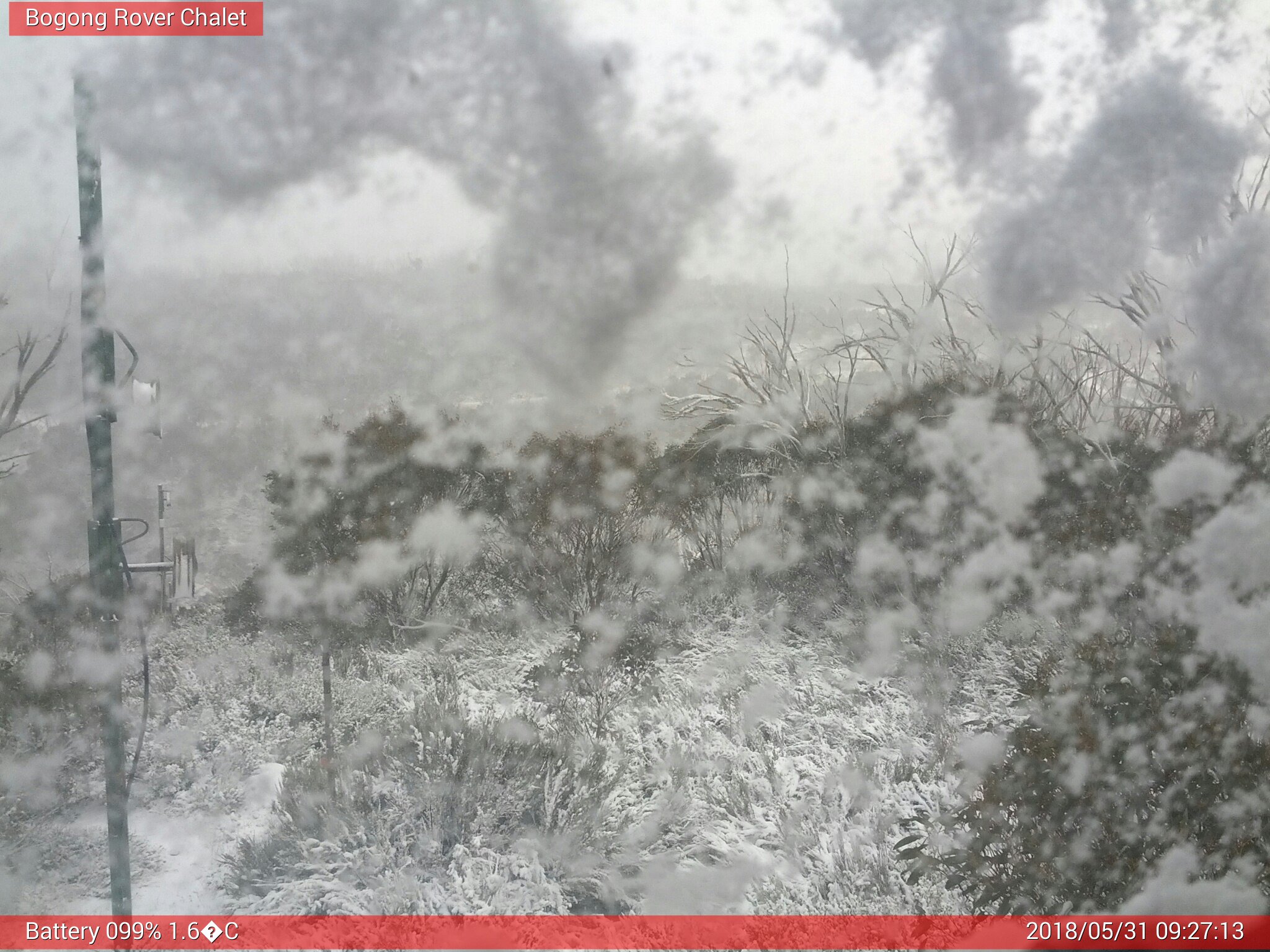 Bogong Web Cam 9:27am Thursday 31st of May 2018