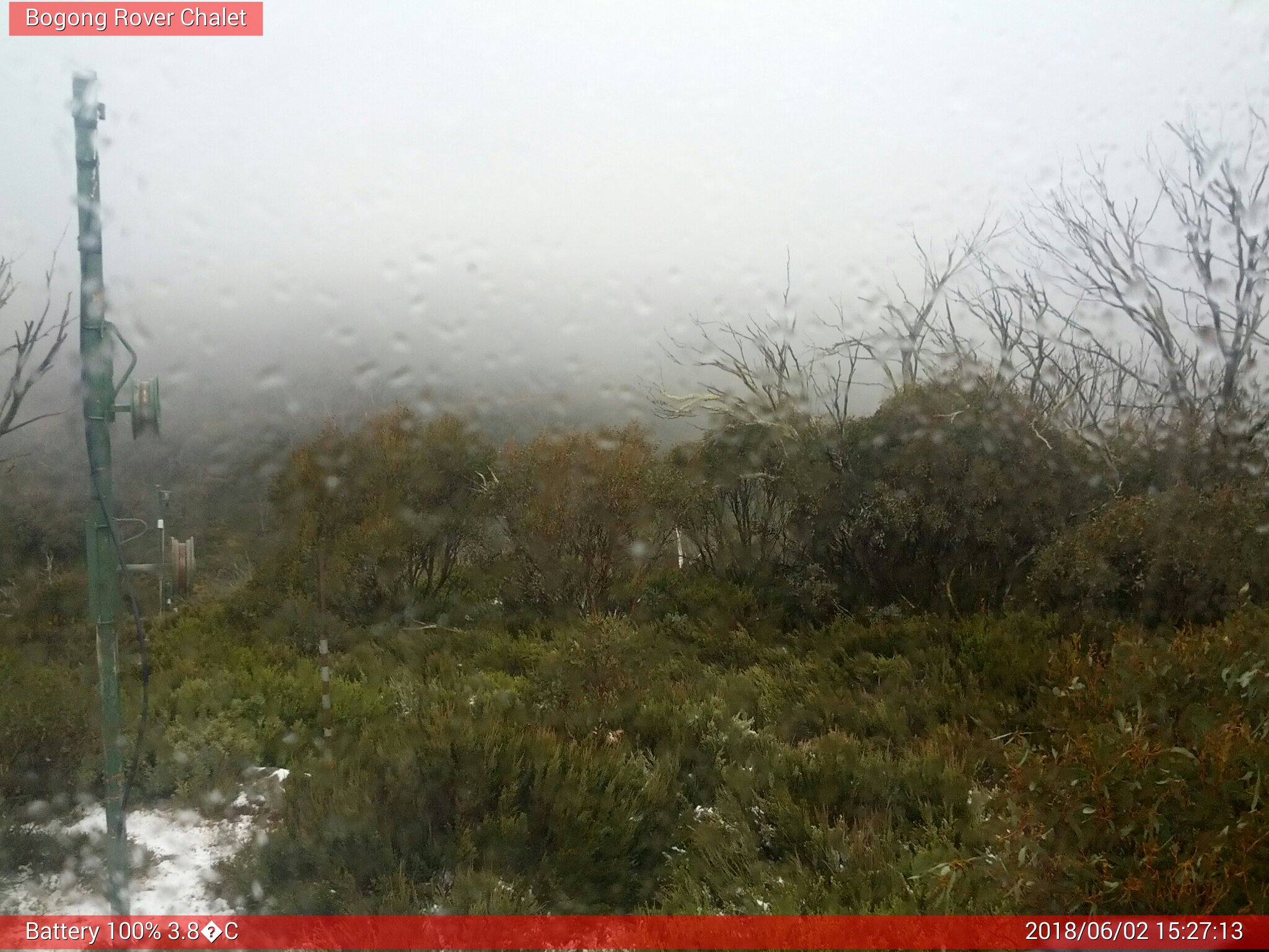 Bogong Web Cam 3:27pm Saturday 2nd of June 2018