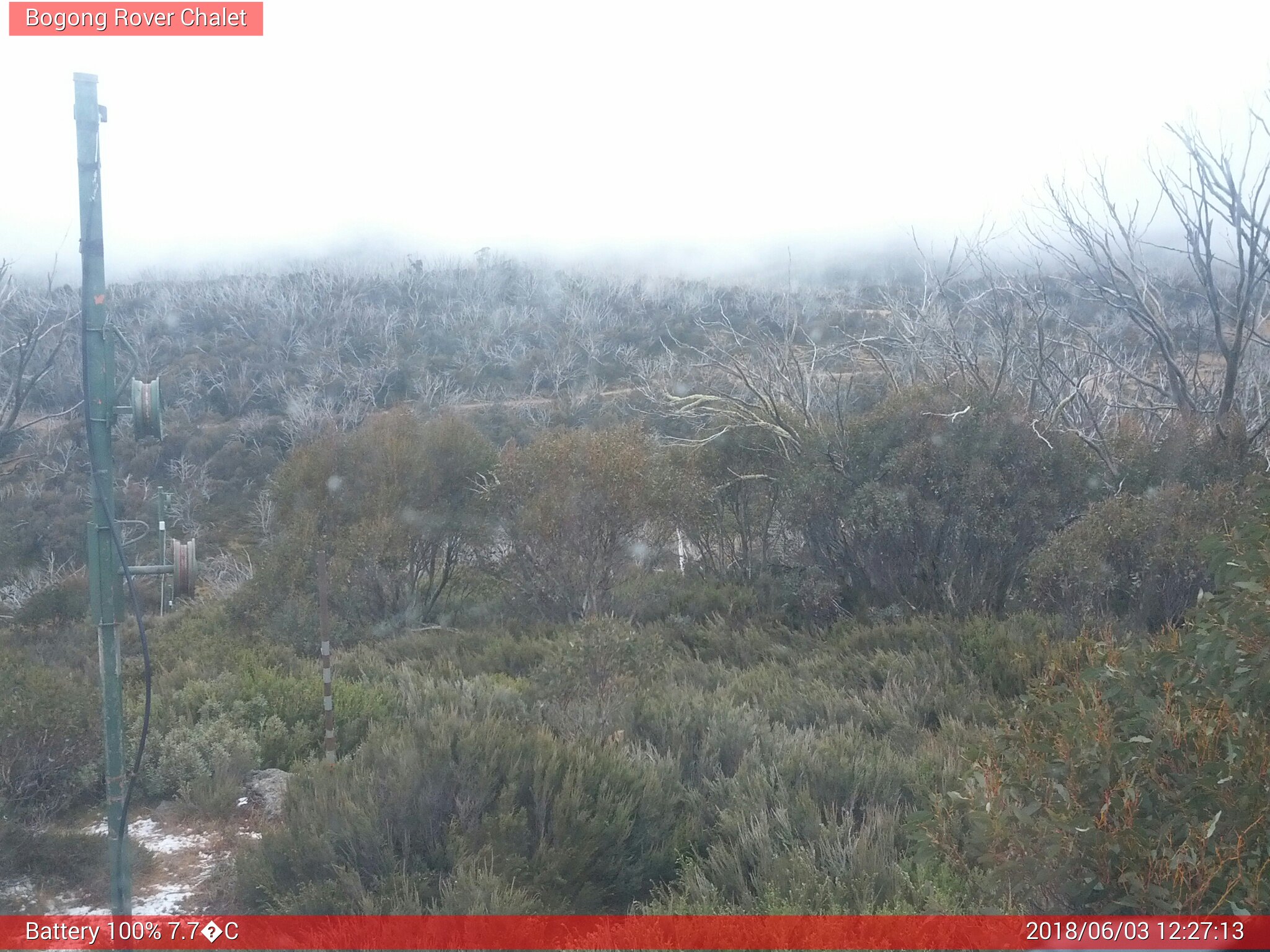 Bogong Web Cam 12:27pm Sunday 3rd of June 2018