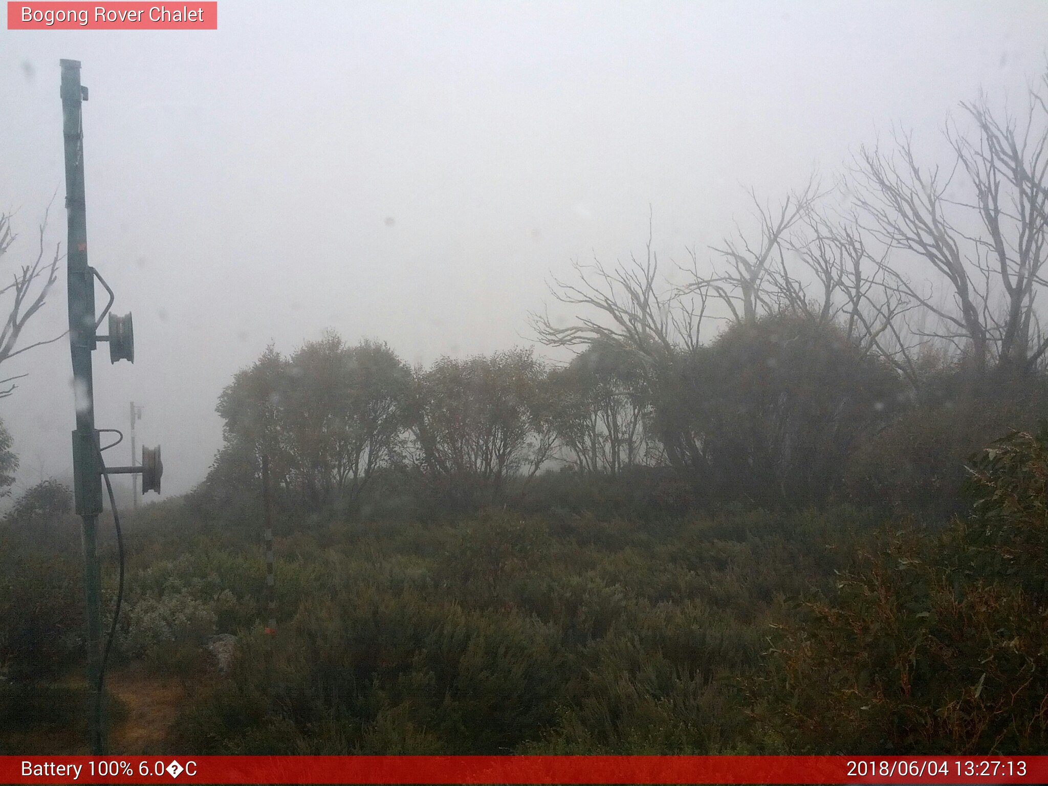 Bogong Web Cam 1:27pm Monday 4th of June 2018