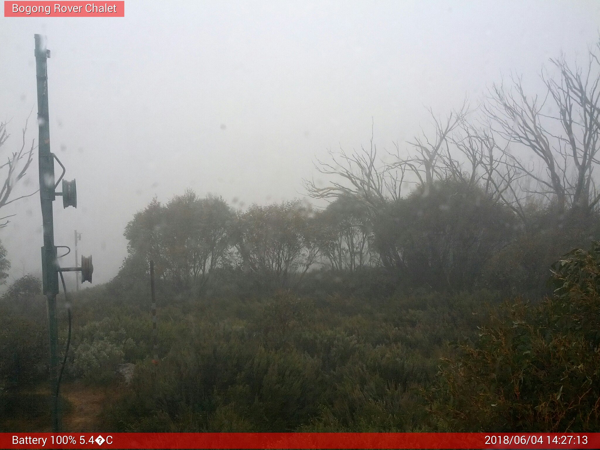 Bogong Web Cam 2:27pm Monday 4th of June 2018