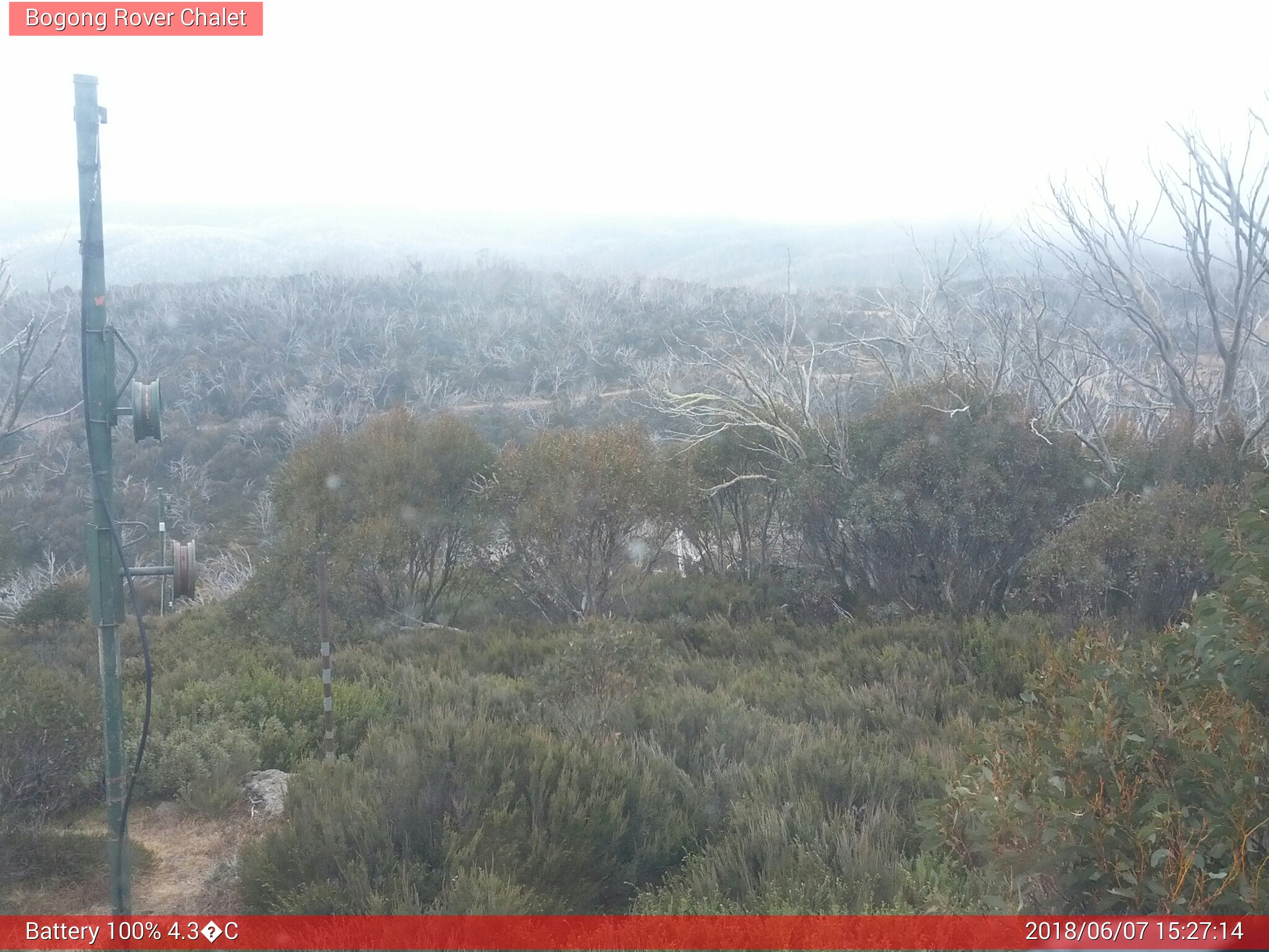 Bogong Web Cam 3:27pm Thursday 7th of June 2018