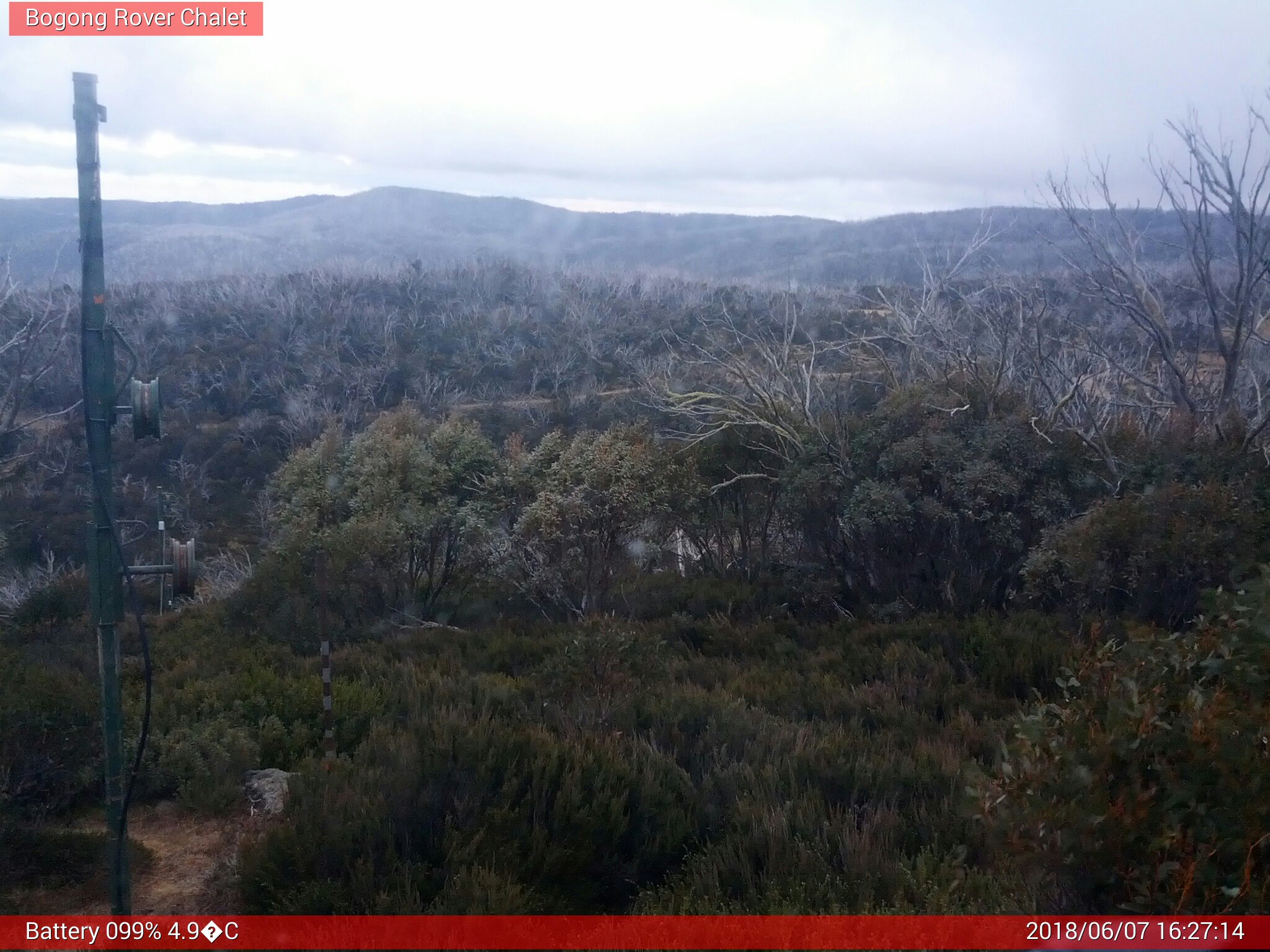 Bogong Web Cam 4:27pm Thursday 7th of June 2018