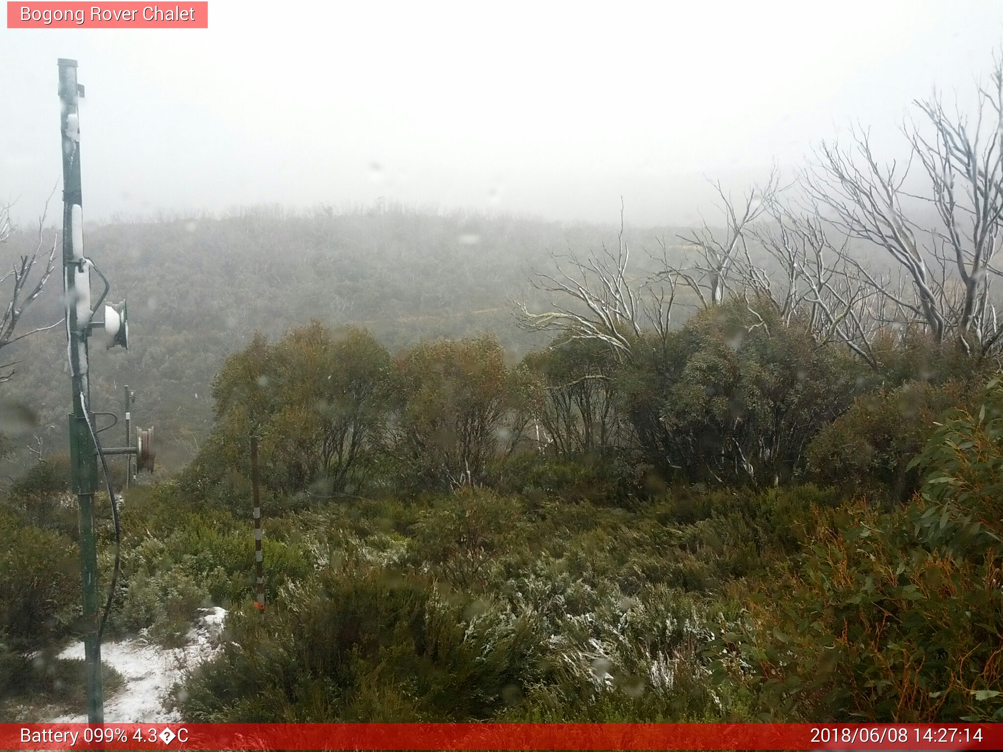 Bogong Web Cam 2:27pm Friday 8th of June 2018