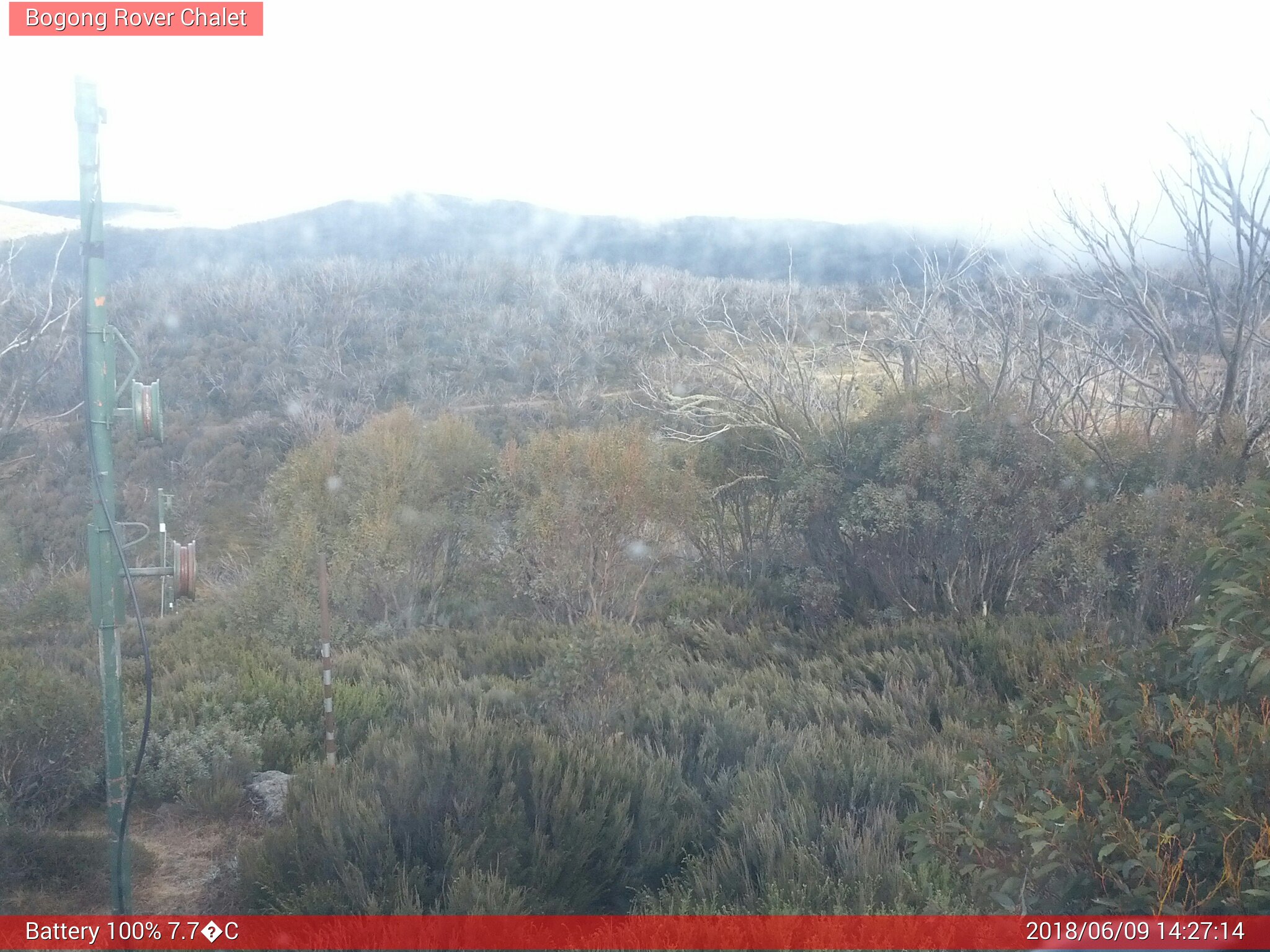 Bogong Web Cam 2:27pm Saturday 9th of June 2018