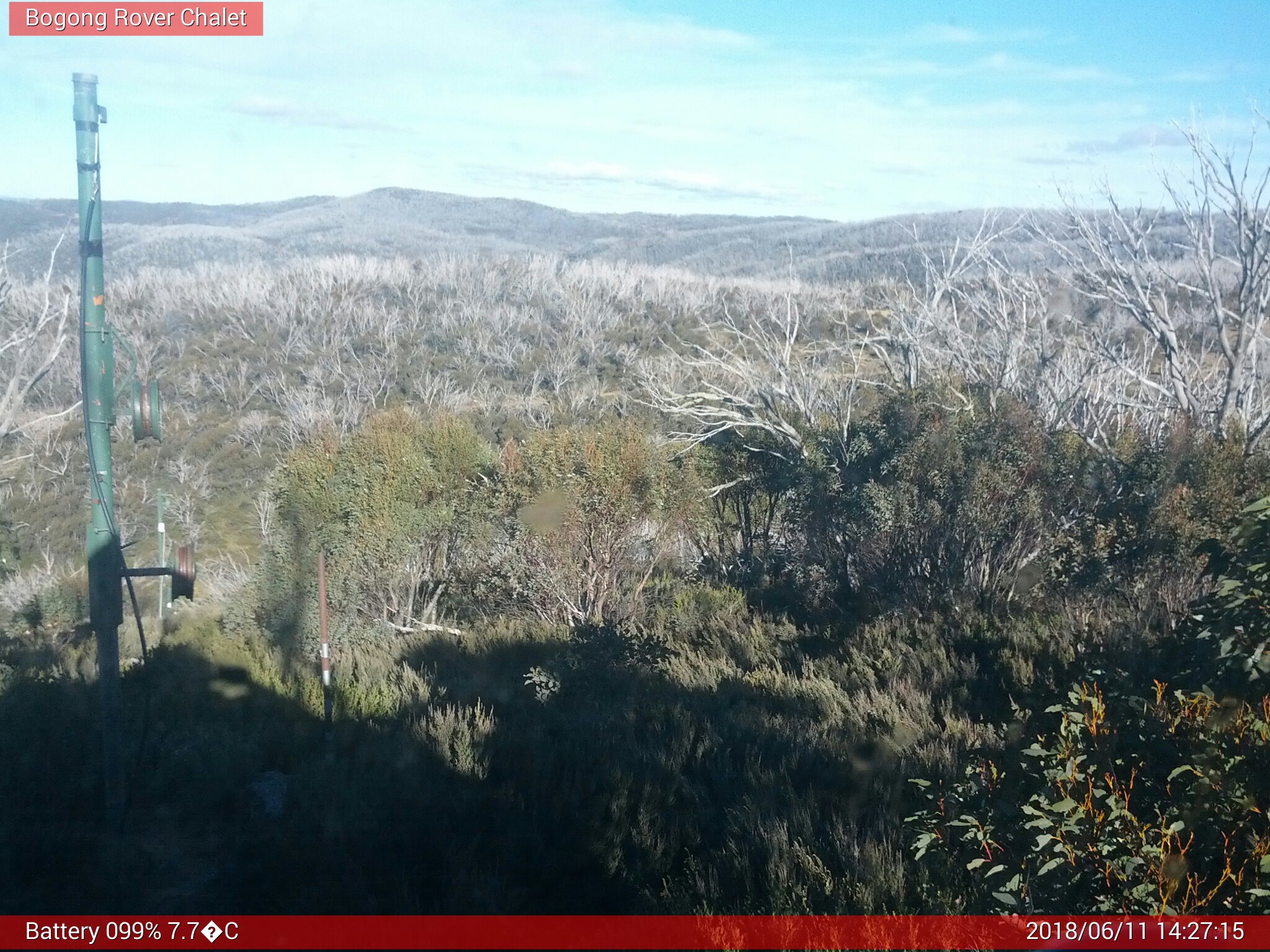 Bogong Web Cam 2:27pm Monday 11th of June 2018