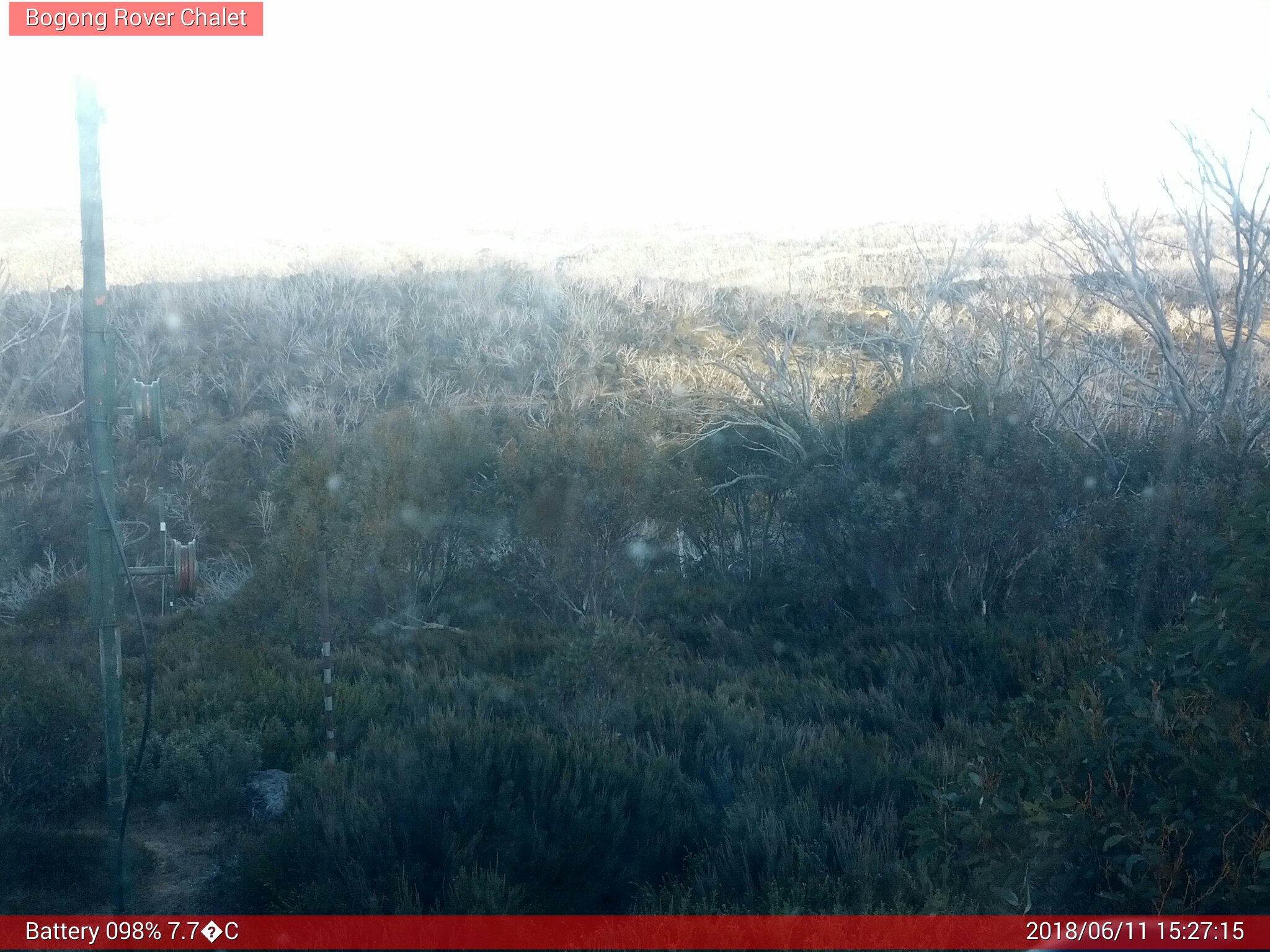 Bogong Web Cam 3:27pm Monday 11th of June 2018