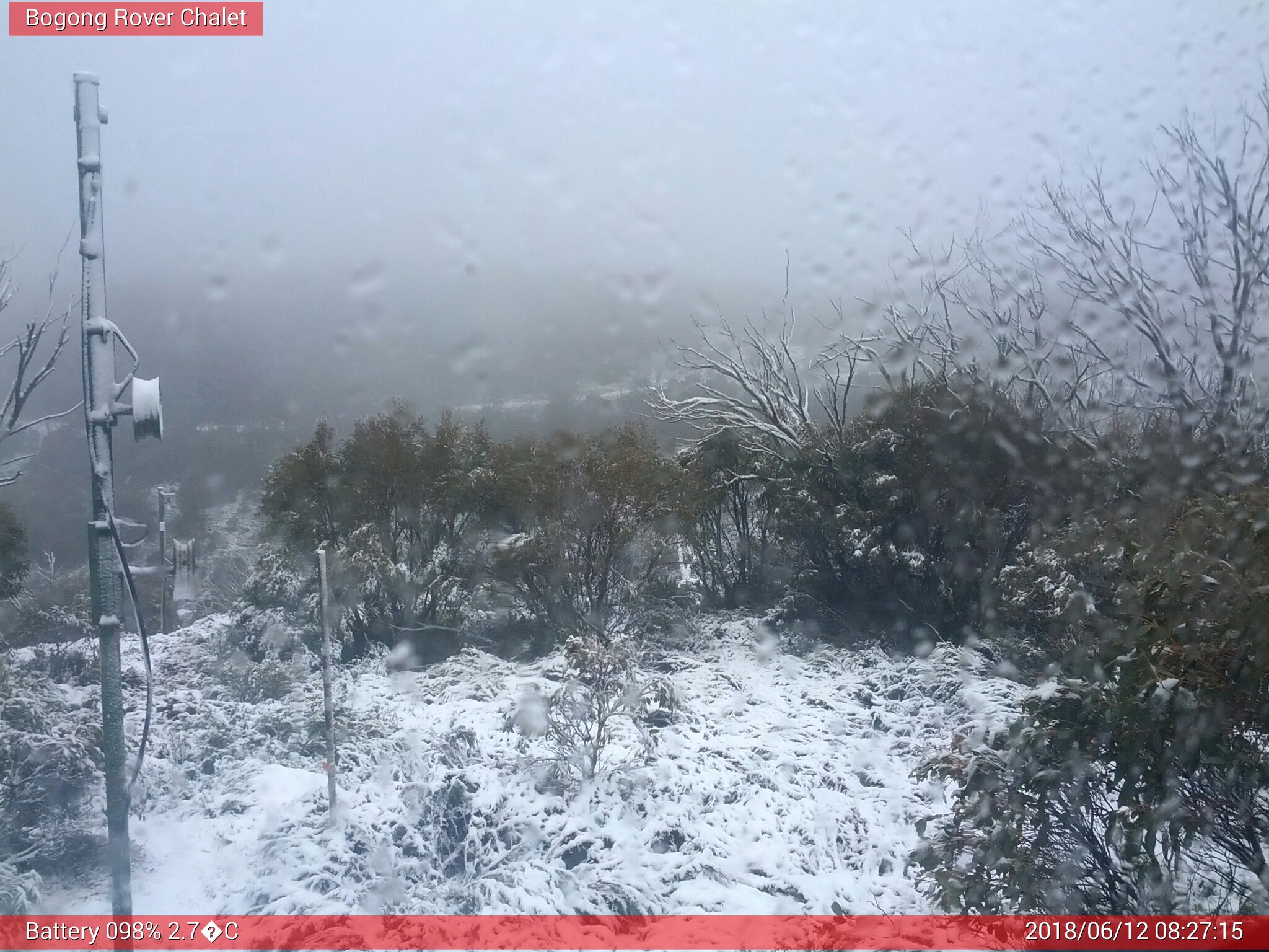 Bogong Web Cam 8:27am Tuesday 12th of June 2018