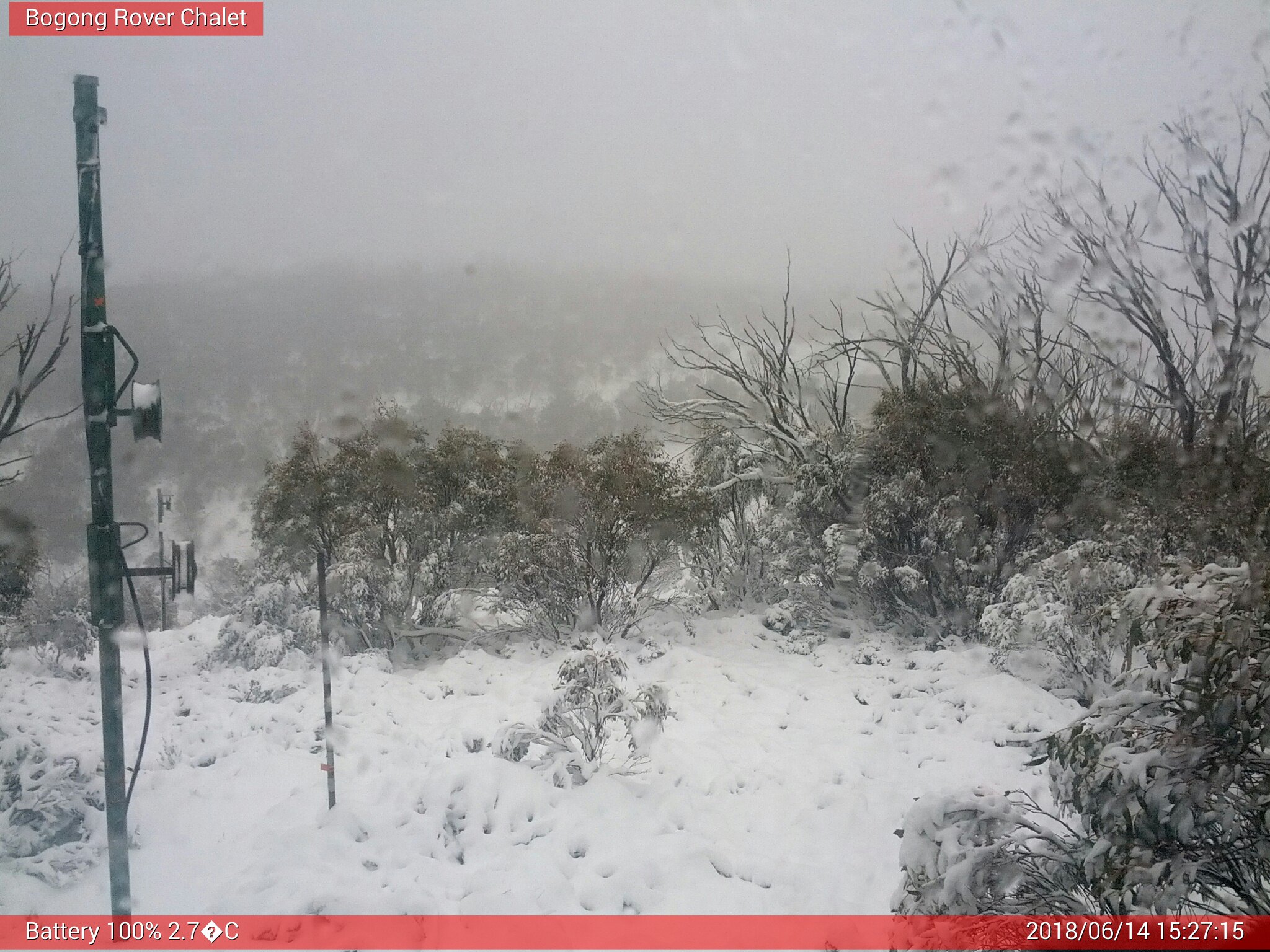 Bogong Web Cam 3:27pm Thursday 14th of June 2018