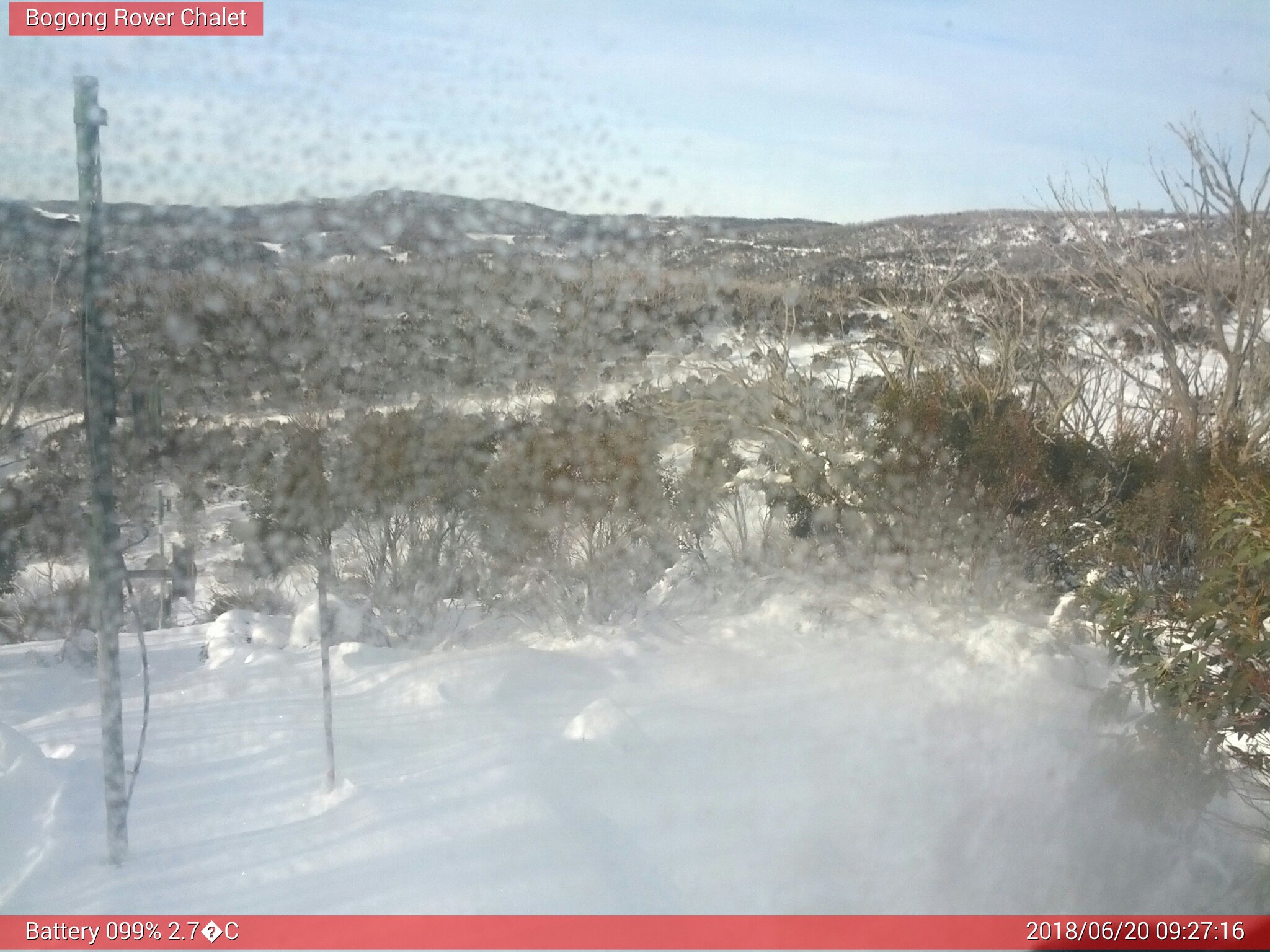 Bogong Web Cam 9:27am Wednesday 20th of June 2018