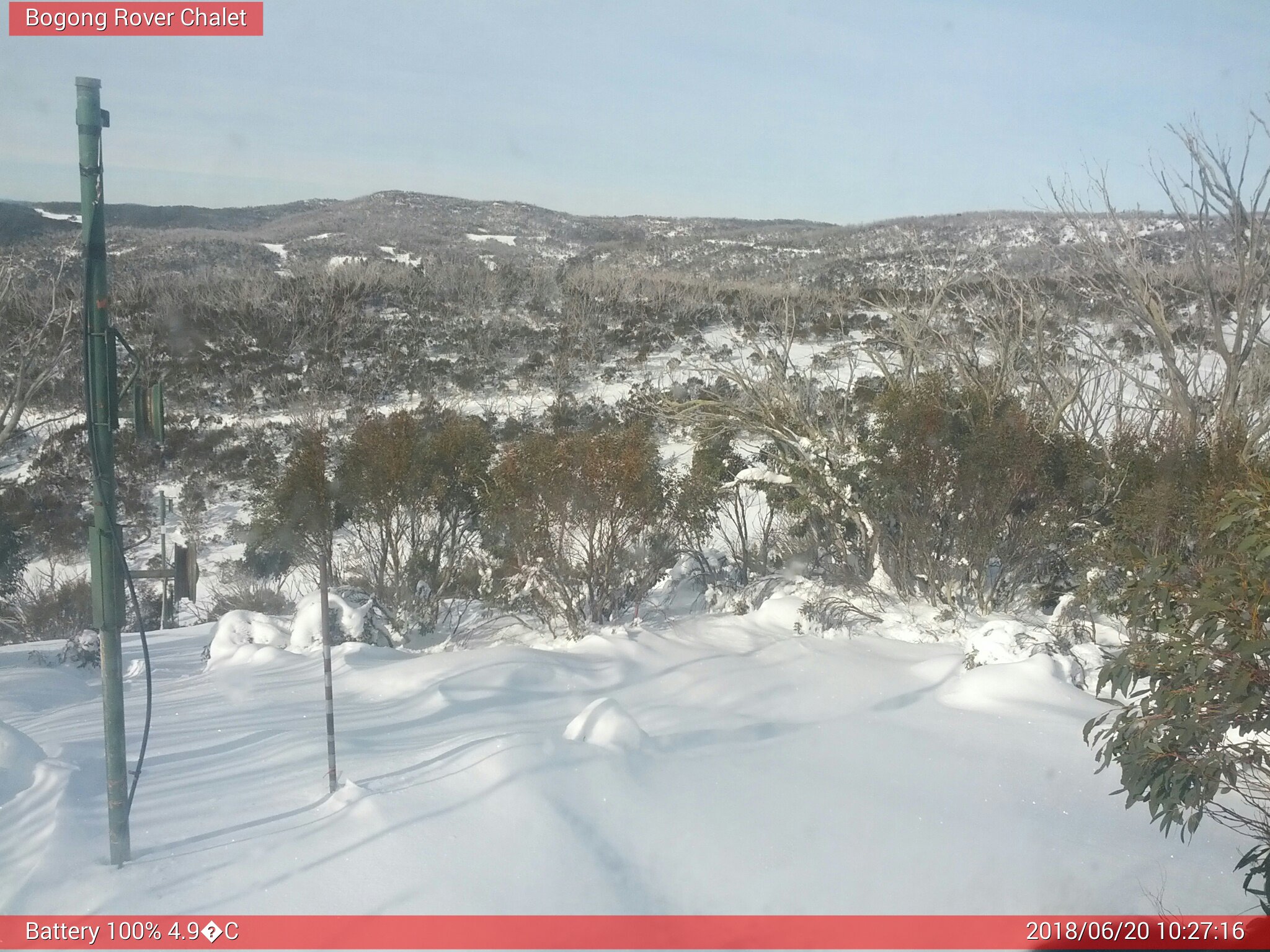 Bogong Web Cam 10:27am Wednesday 20th of June 2018