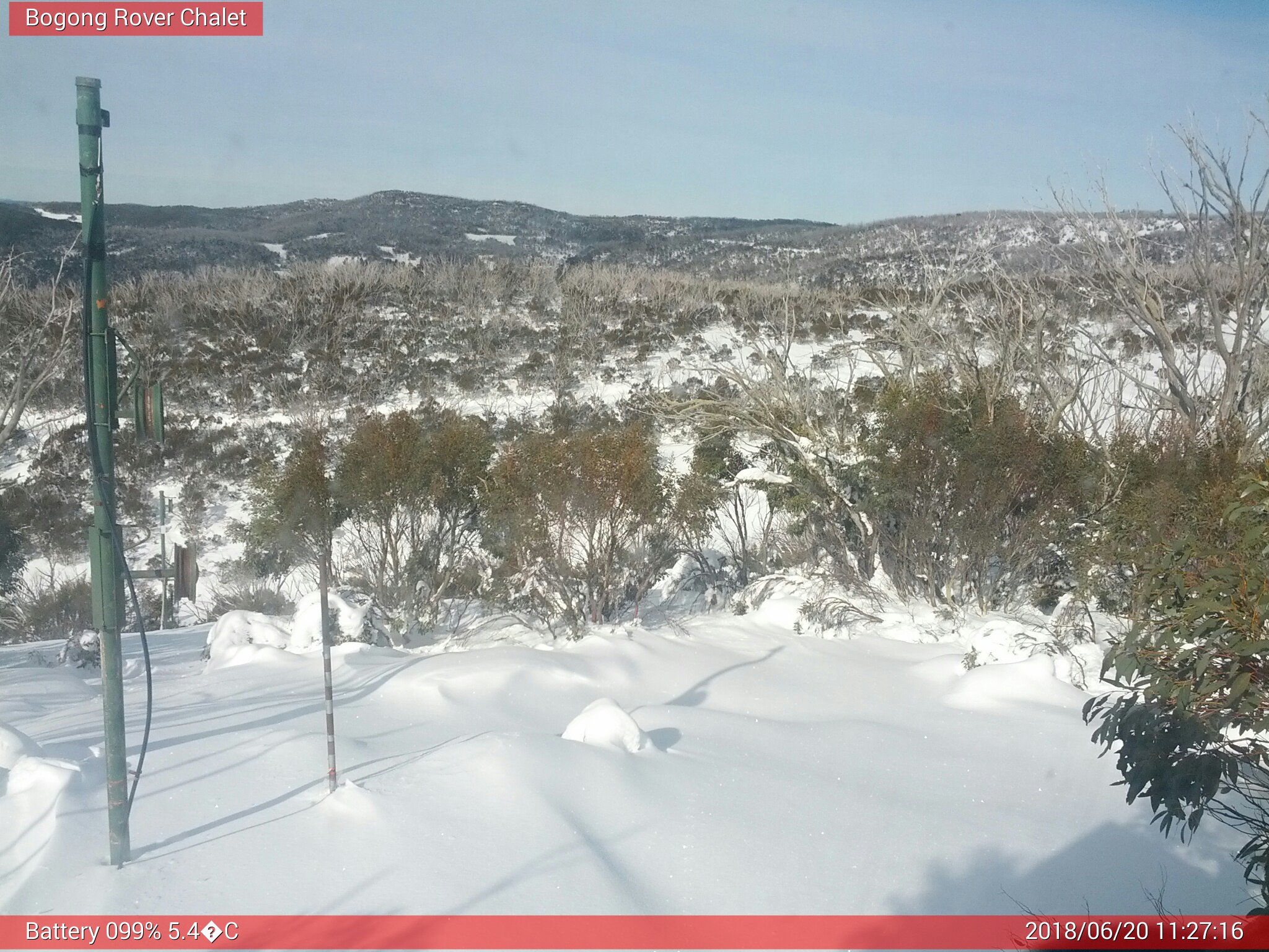 Bogong Web Cam 11:27am Wednesday 20th of June 2018