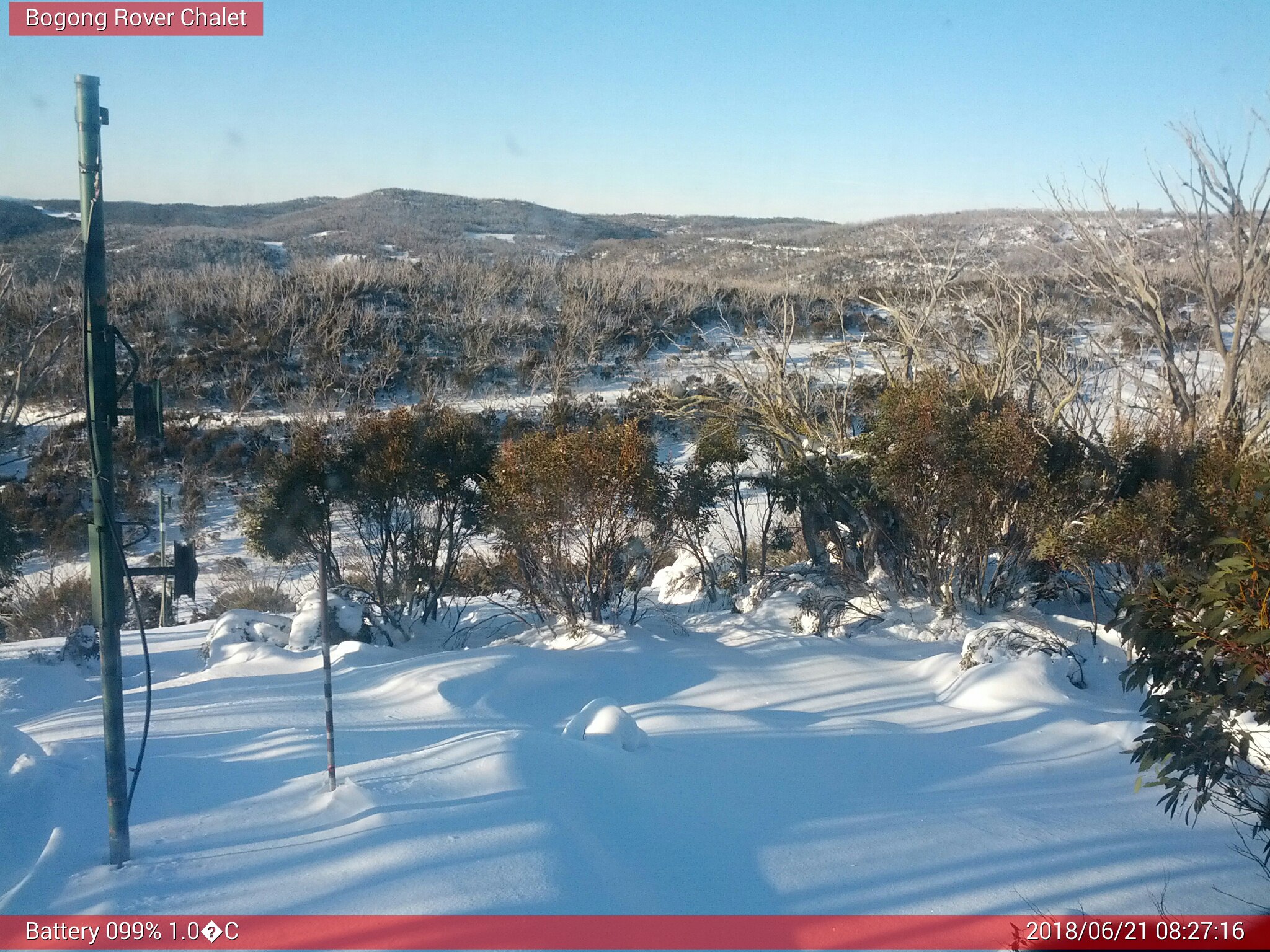 Bogong Web Cam 8:27am Thursday 21st of June 2018